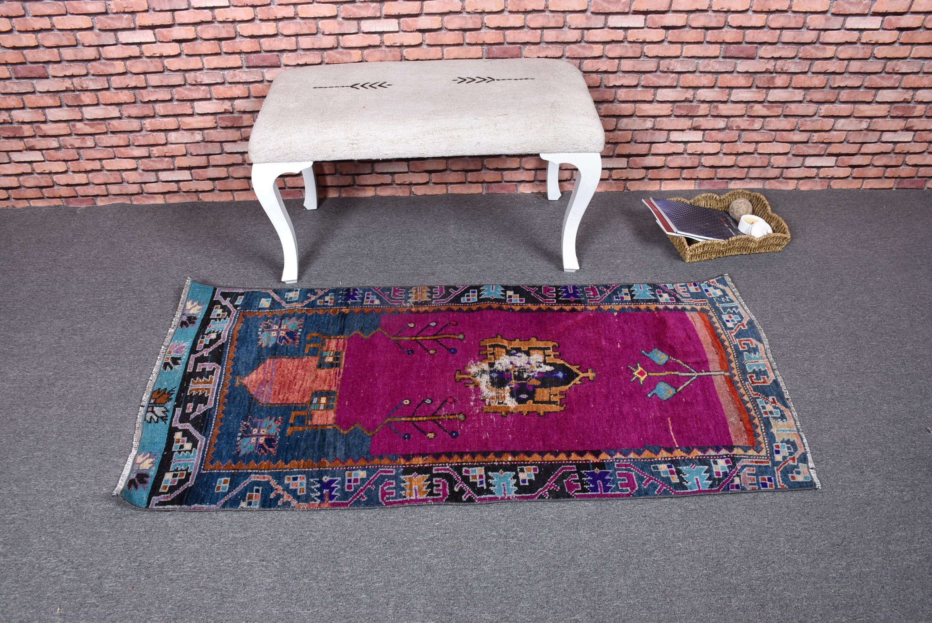 Yeşil Yün Halı, Küçük Boho Halılar, Düz Dokuma Halılar, Soğuk Halı, Türk Halısı, Banyo Halısı, 2,4x5 ft Küçük Halı, Duvara Asma Halılar, Vintage Halılar