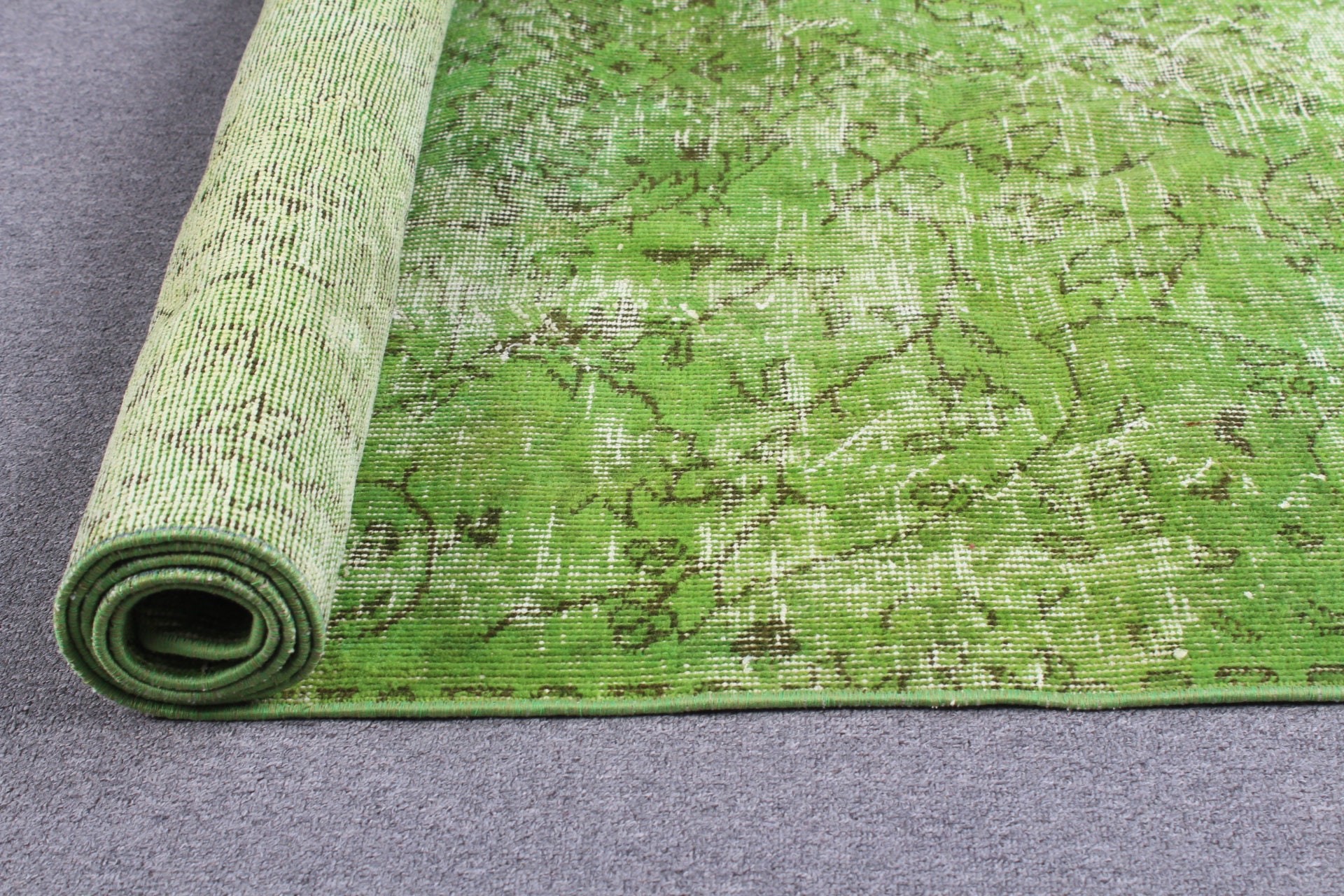 3.5x8.1 ft Area Rug, Boho Area Rug Rugs, Turkish Rug, Vintage Rug, Indoor Rug, Dining Room Rug, Green Moroccan Rug, Antique Rug, Oushak Rug