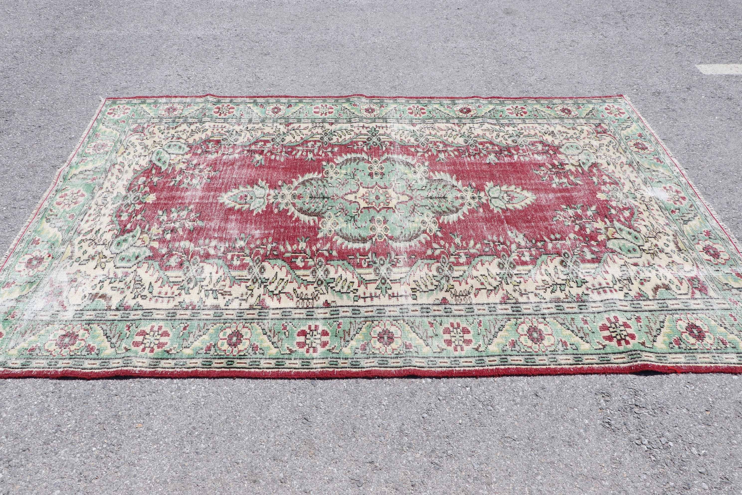 6.1x9.2 ft Büyük Halı, Salon Halısı, Fas Halısı, Türk Halısı, Havalı Halı, Yeşil Antika Halı, Vintage Halı, Vintage Dekor Halıları, Yemek Odası Halıları