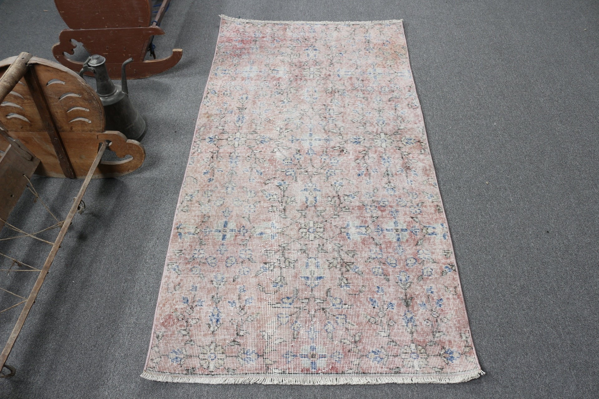 Nursery Rug, 3x5.8 ft Accent Rug, Boho Rug, Rugs for Nursery, Entry Rugs, Antique Rug, Turkish Rugs, Vintage Rug, Pink Wool Rug, Wool Rug