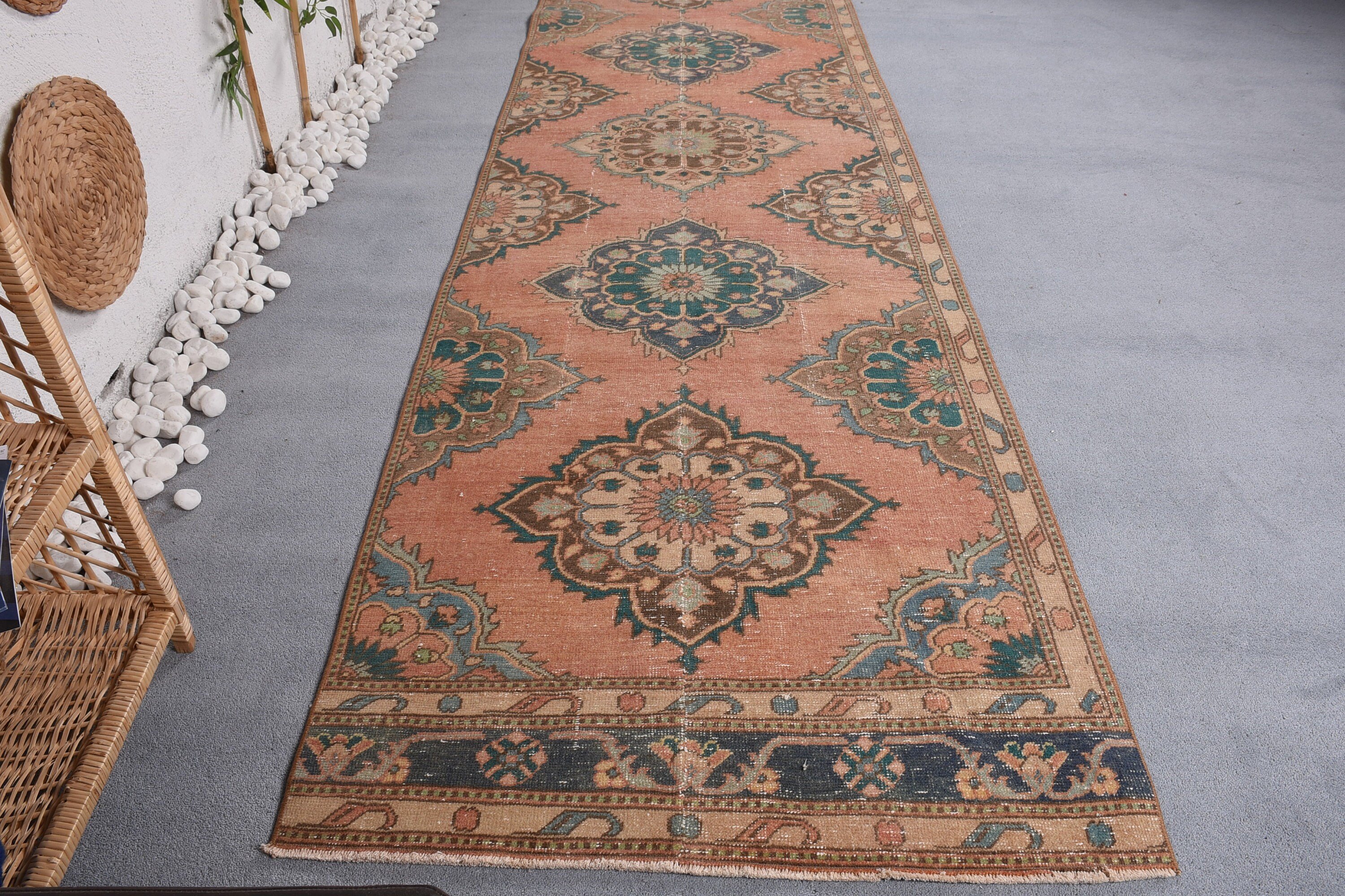 Mutfak Halıları, Türk Halıları, Otantik Halı, Vintage Halı, Koridor Halısı, Yatak Odası Halısı, Oushak Halıları, Kırmızı 3,4x12,3 ft Yolluk Halısı