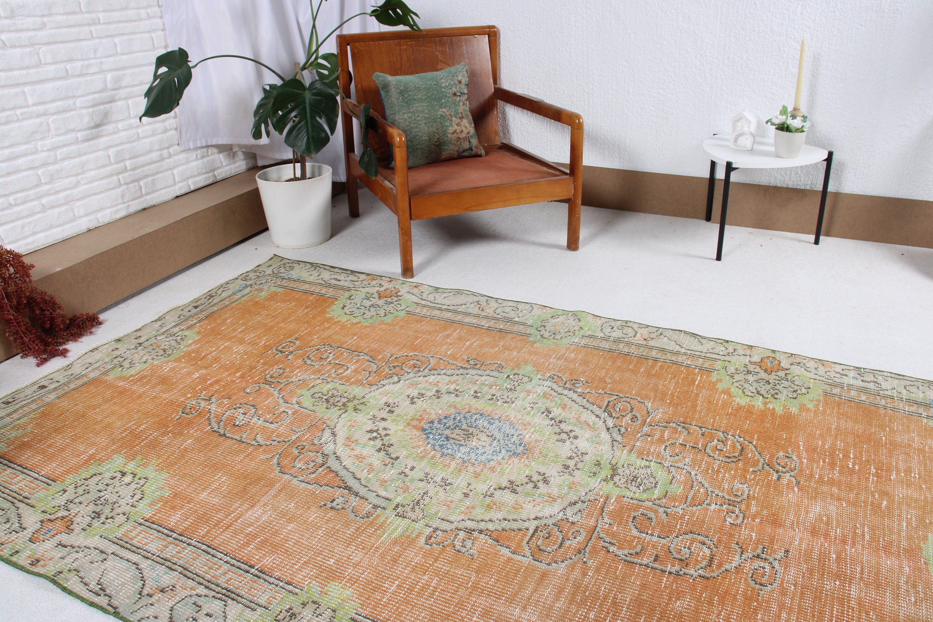 Yemek Odası Halısı, Boho Alan Halısı, Vintage Halılar, 4,8x7,8 ft Alan Halıları, Açıklama Halısı, Türk Halısı, Turuncu Fas Halıları, Antika Halılar