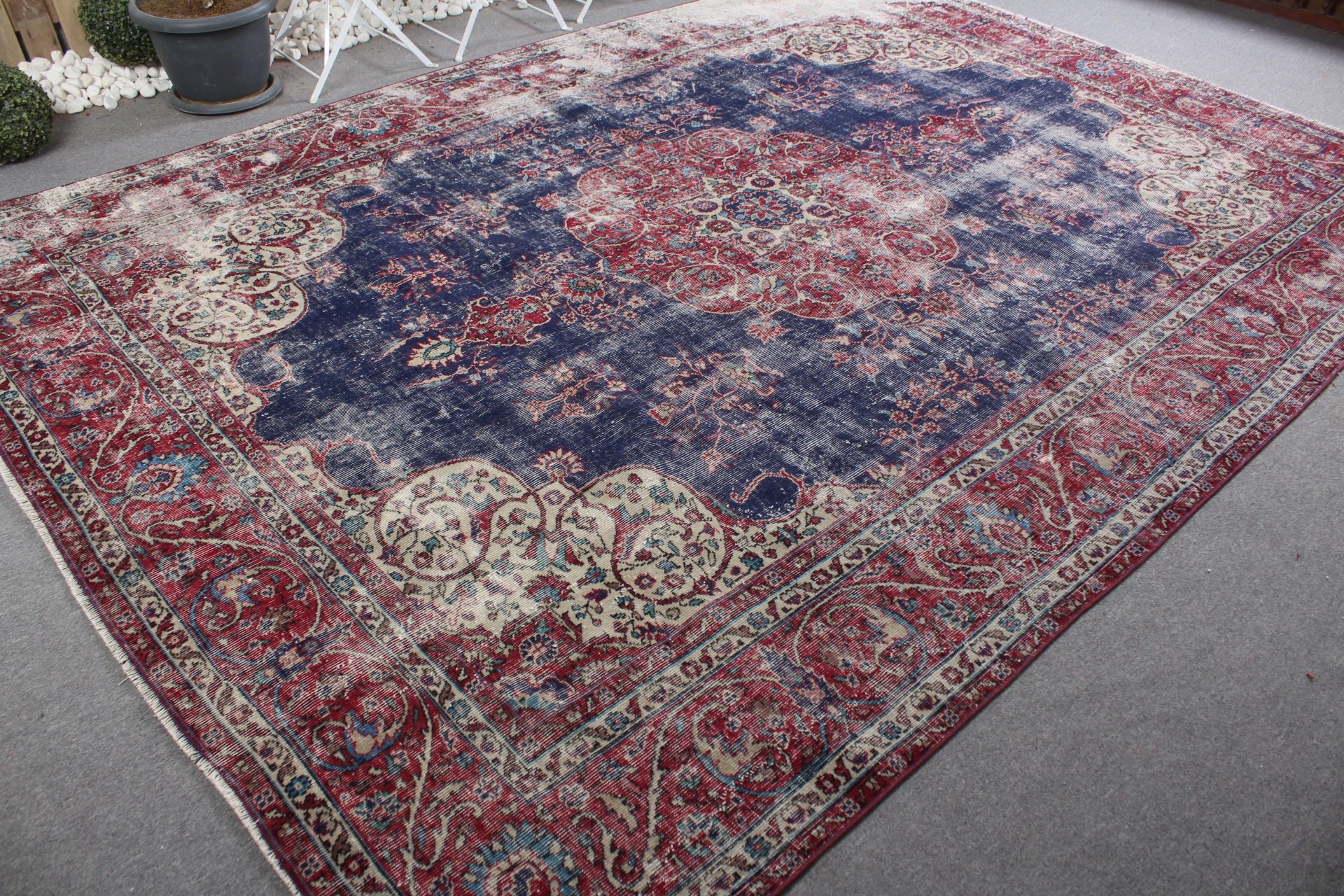 8.3x11.5 ft Büyük Boy Halı, Yatak Odası Halıları, Özel Halılar, Vintage Halı, Mavi Oryantal Halılar, Oushak Halı, Yemek Odası Halıları, Türk Halıları, Salon Halısı