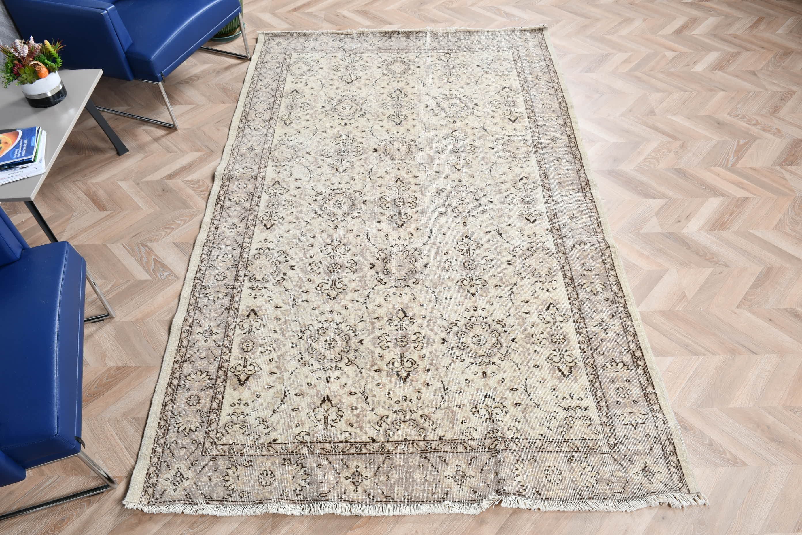 Anatolian Rug, Dining Room Rug, Beige Moroccan Rugs, Vintage Rug, 5.4x8.7 ft Large Rugs, Bedroom Rugs, Rugs for Salon, Turkish Rug