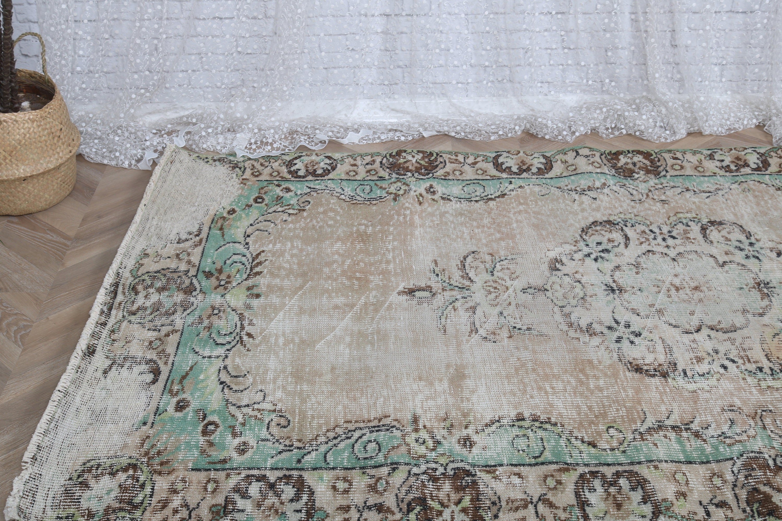 4.7x8.5 ft Alan Halısı, Yatak Odası Halıları, Türk Halısı, Havalı Halılar, Oturma Odası Halıları, Vintage Halı, Boho Halısı, Kahverengi Yer Halısı, Yatak Odası Halıları