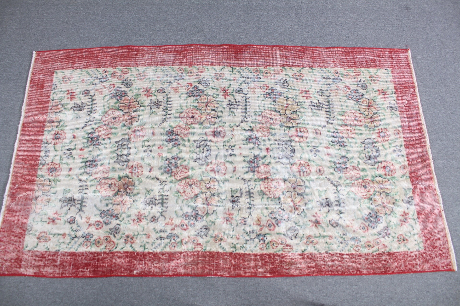 Vintage Rugs, Rugs for Bedroom, Wool Rugs, Indoor Rug, 3.8x6.5 ft Area Rug, Red Antique Rug, Vintage Decor Rug, Turkish Rug, Bedroom Rug