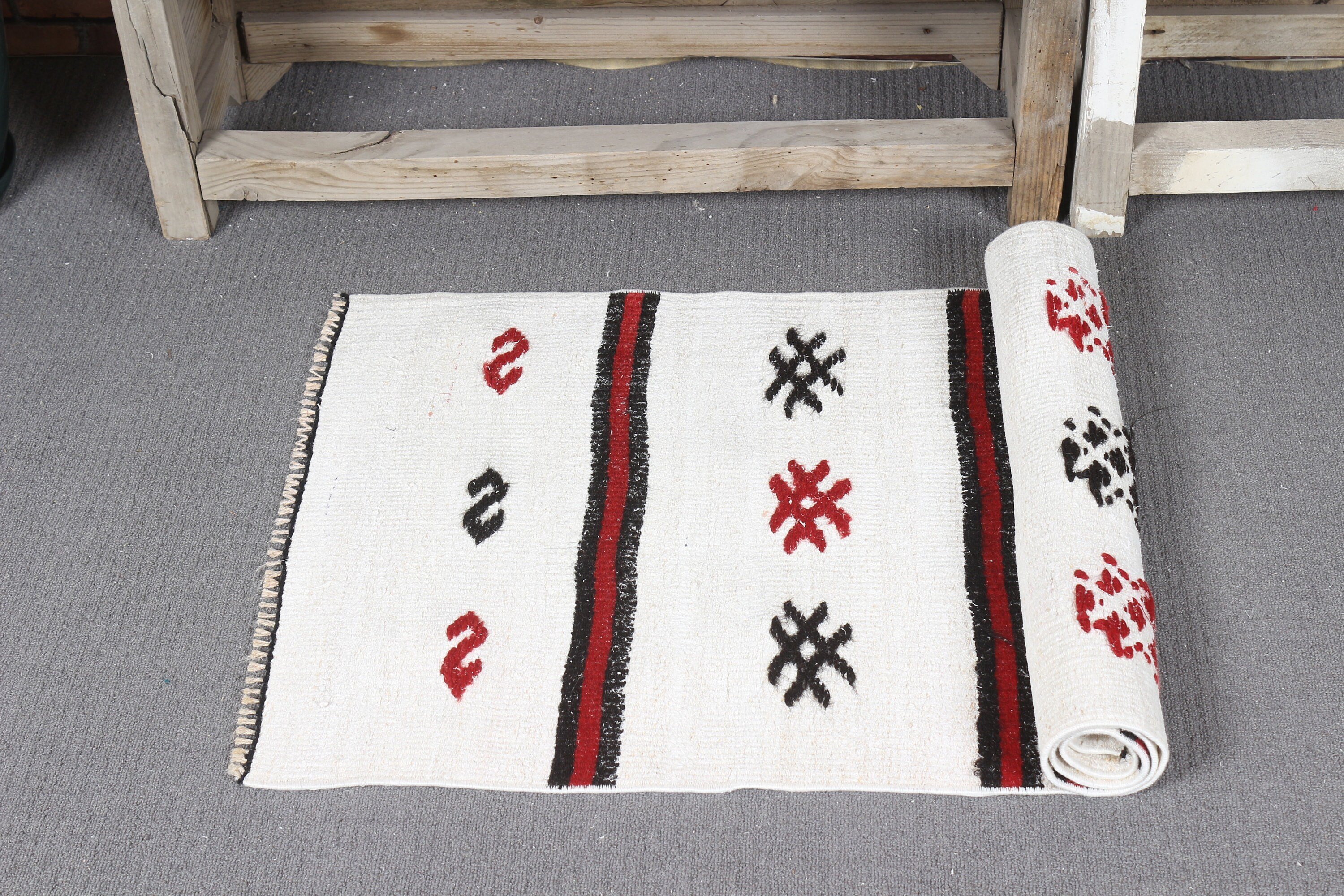 Wall Hanging Rugs, Kitchen Rug, Bedroom Rugs, 1.8x4.4 ft Small Rug, White Anatolian Rugs, Vintage Rug, Turkish Rugs, Pastel Rugs, Floor Rug