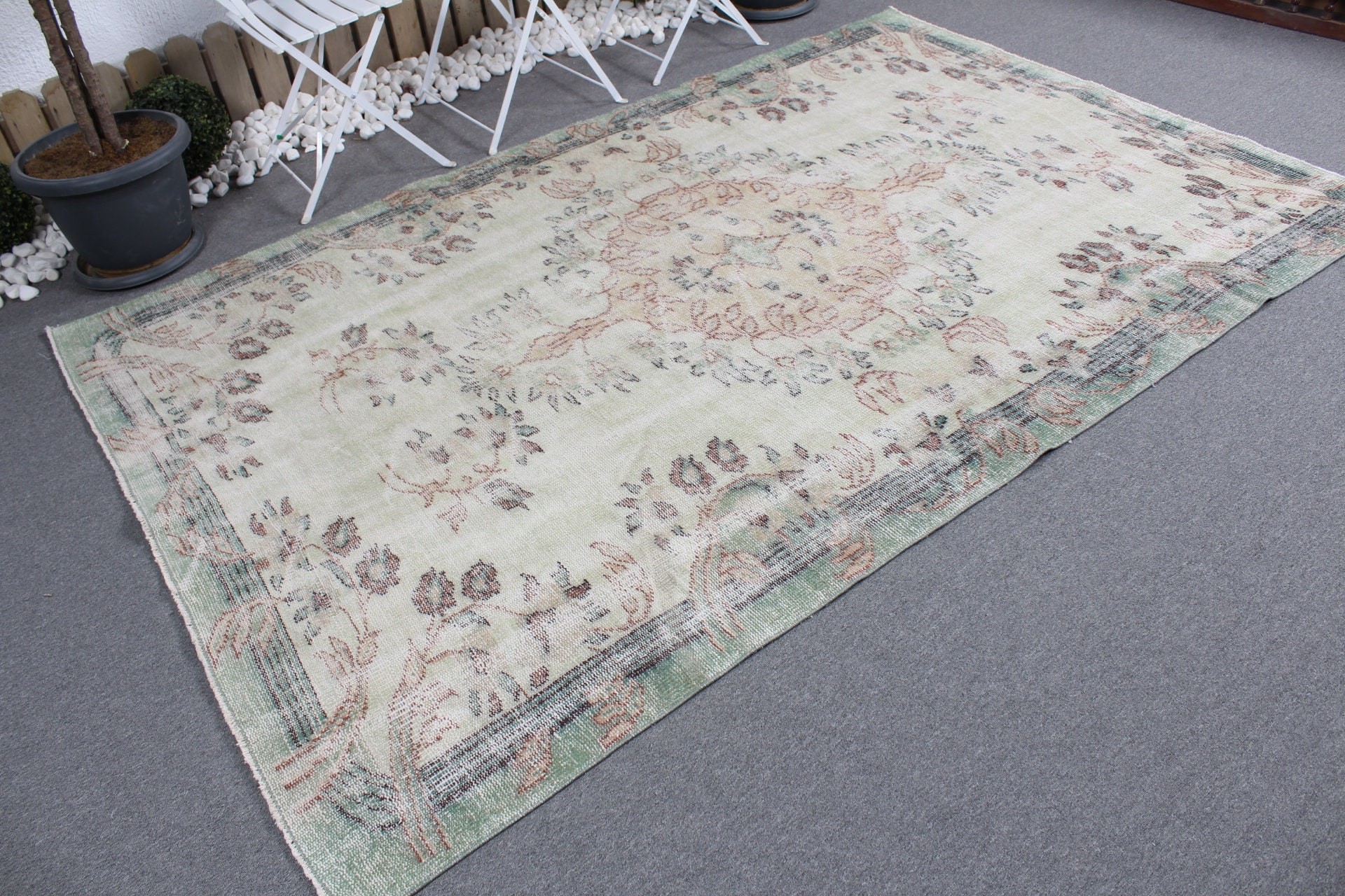 Living Room Rug, Bedroom Rug, Home Decor Rug, Green Kitchen Rugs, Turkish Rug, 5.6x8.7 ft Large Rug, Oriental Rug, Outdoor Rug, Vintage Rug