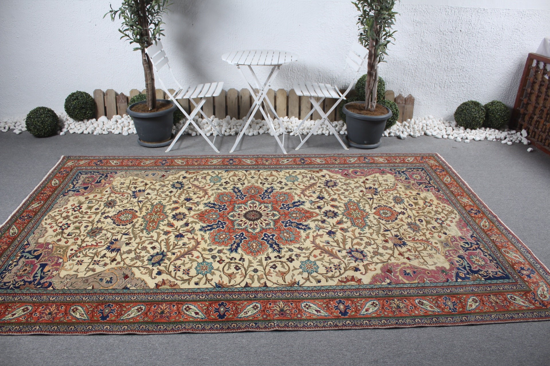 Salon Halıları, Türk Halıları, Vintage Halı, Oturma Odası Halısı, Yatak Odası Halısı, Salon Halıları, 6.2x9.8 ft Büyük Halı, Bej Ev Dekor Halısı, Yer Halısı