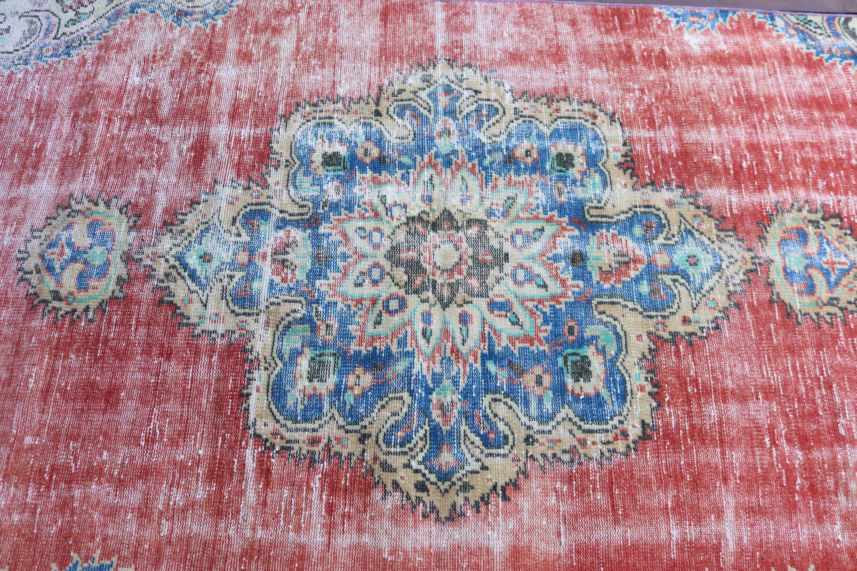 Vintage Rugs, 3.9x8.7 ft Area Rug, Boho Rugs, Oushak Area Rugs, Red Kitchen Rug, Rugs for Vintage Area, Kitchen Rug, Turkish Rugs