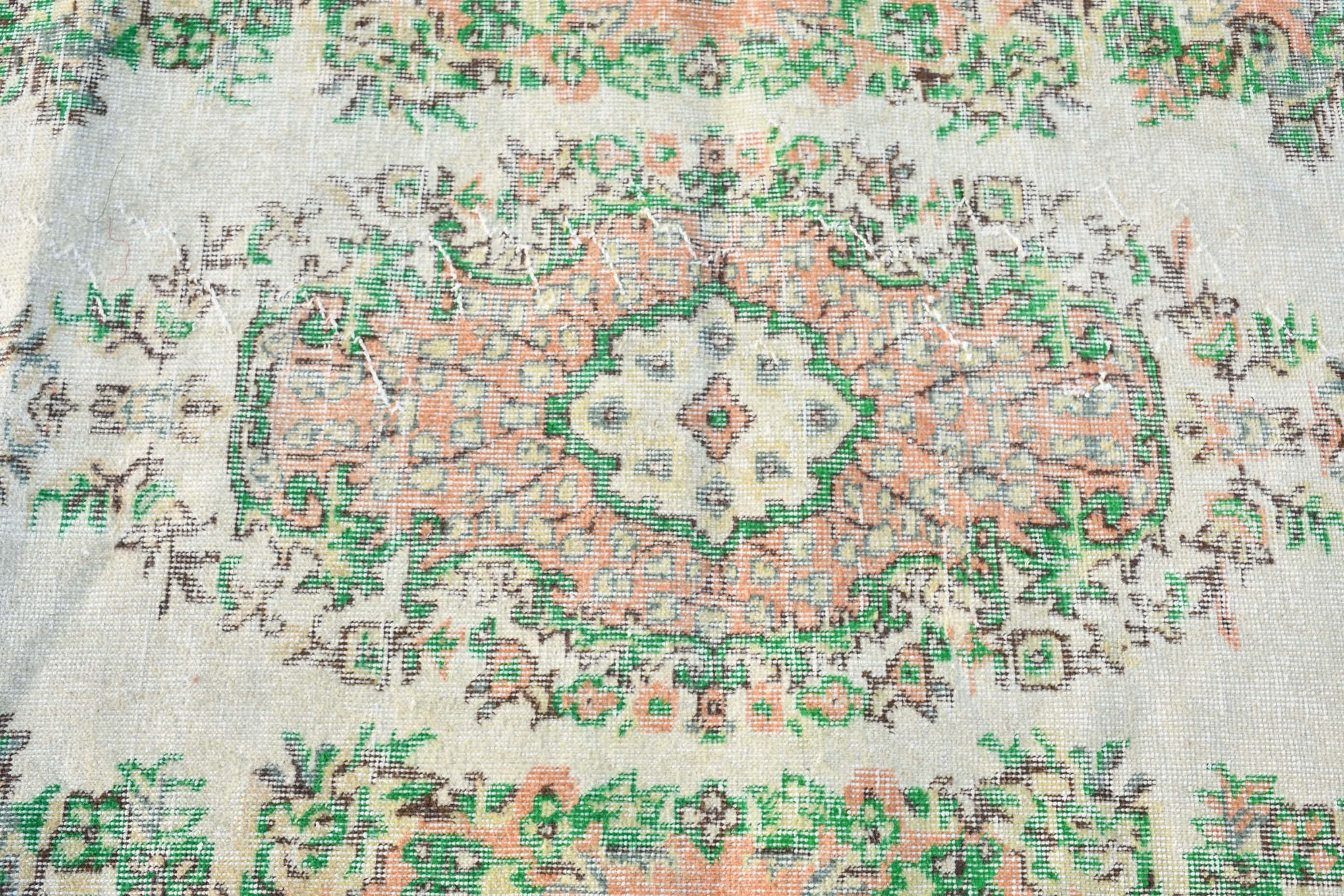 Bedroom Rug, Turkish Rugs, Floor Rugs, 3.6x6.7 ft Area Rug, Rugs for Indoor, Green Wool Rug, Vintage Rugs, Indoor Rugs, Vintage Decor Rug