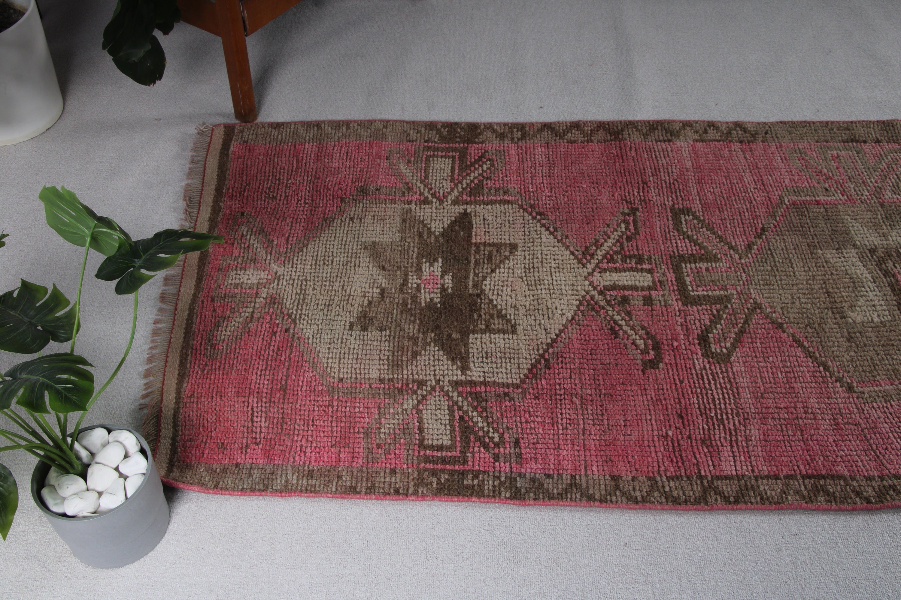 Beni Ourain Runner Halıları, Koridor Halıları, Mutfak Halıları, Vintage Halı, Pembe Lüks Halı, Türk Halısı, 3.1x9.5 ft Runner Halısı, Yer Halısı