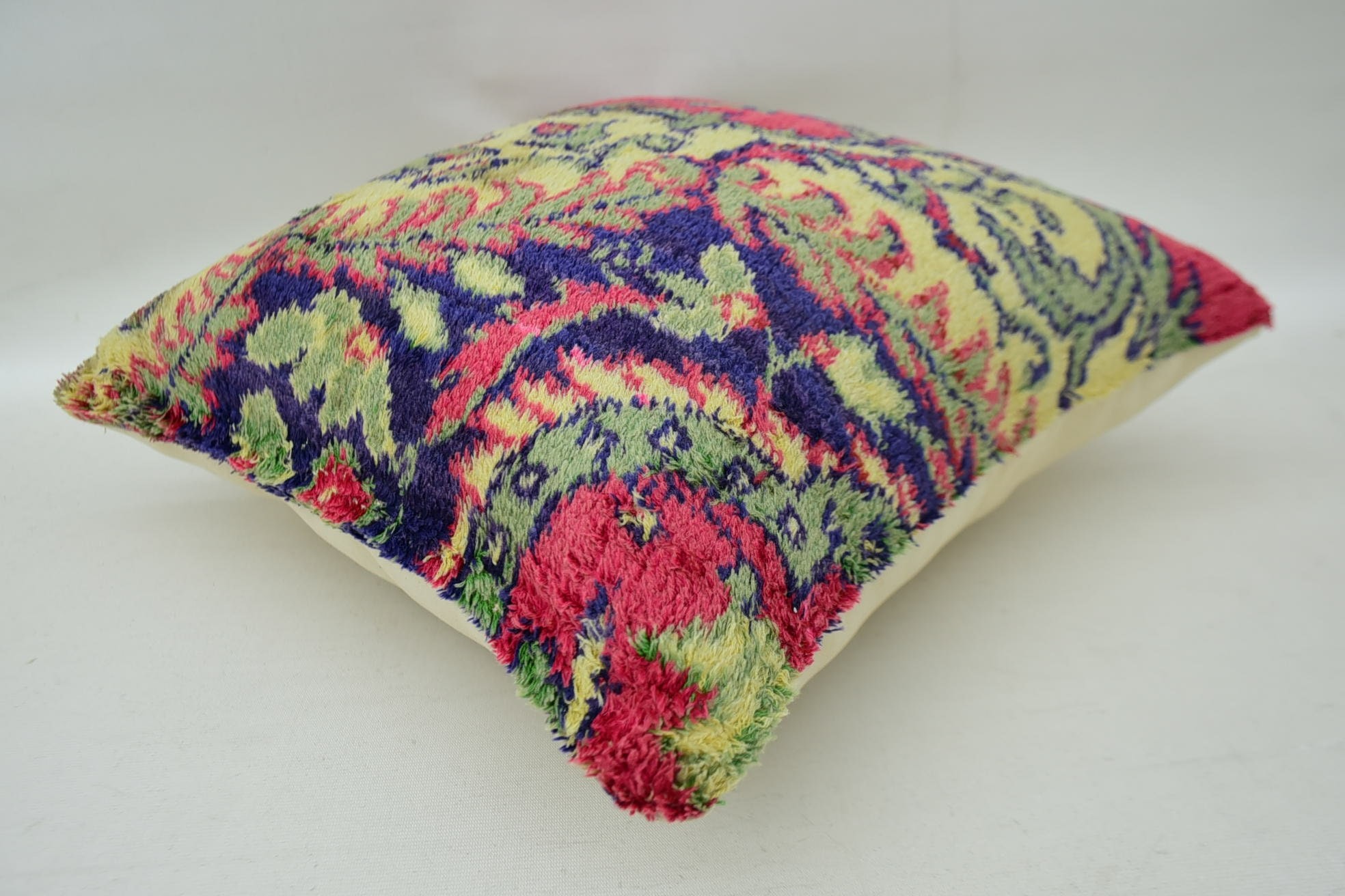 Cozy Throw Cushion, 16"x16" Pink Pillow Sham, Throw Kilim Pillow, Square Throw Cushion Cover, Turkish Pillow, Home Decor Pillow