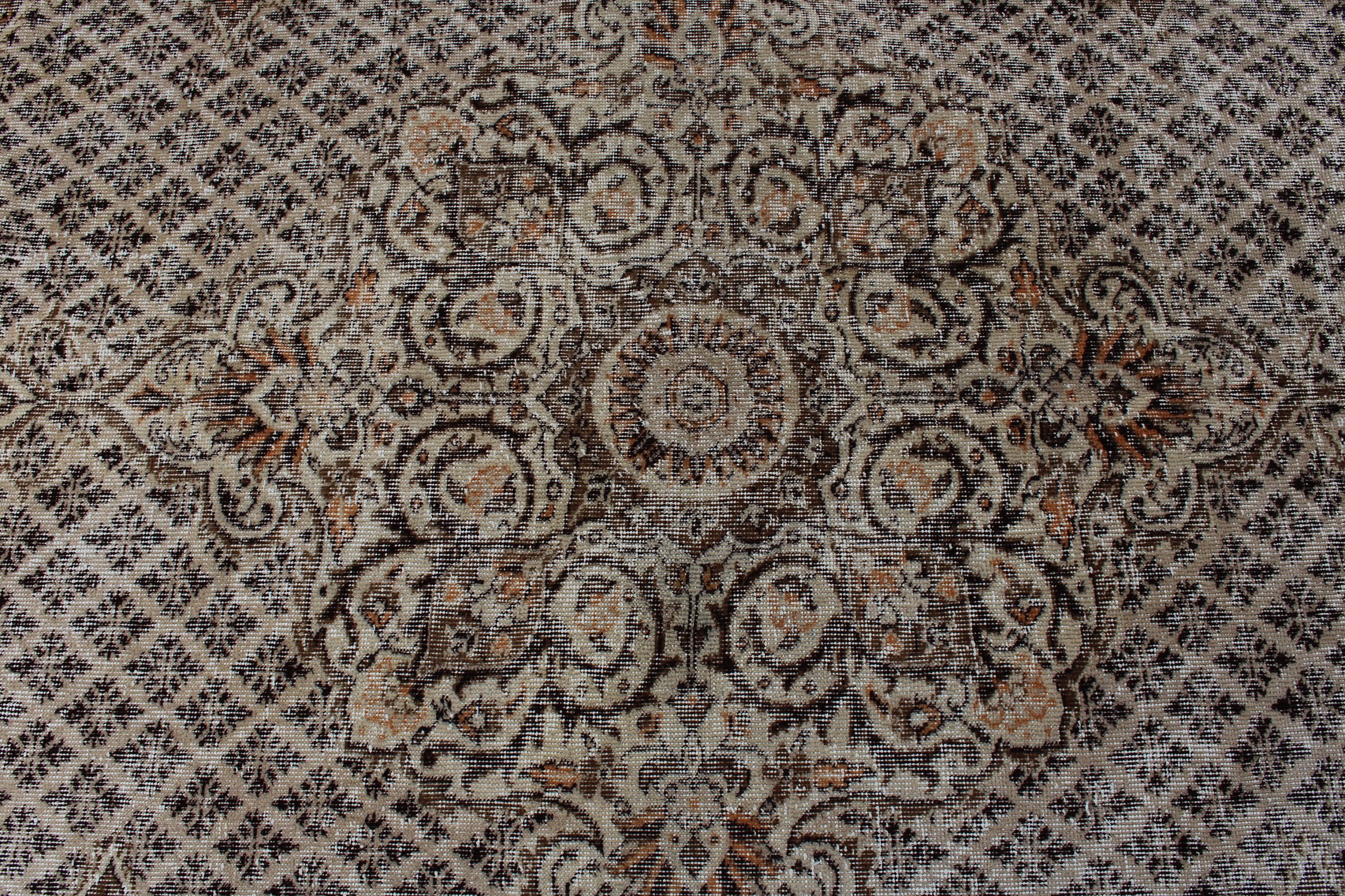 Vintage Halı, El Dokuma Halılar, 6.9x9.6 ft Büyük Halı, Bej Lüks Halı, Oryantal Halılar, Aztek Halıları, Yemek Odası Halısı, Salon Halısı, Türk Halıları