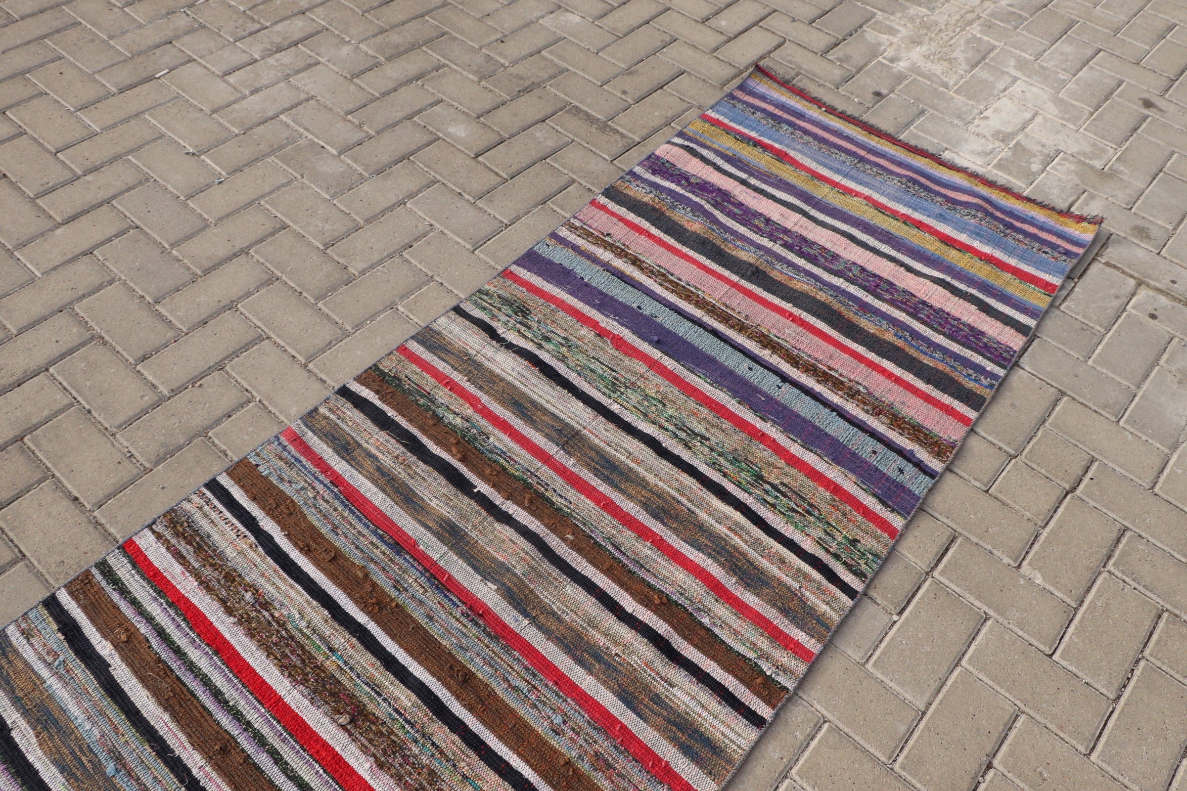 Kitchen Rug, Hallway Rugs, Oushak Rug, 2.9x12.7 ft Runner Rugs, Floor Rugs, Kilim, Rainbow Moroccan Rugs, Vintage Rug, Turkish Rug, Old Rug