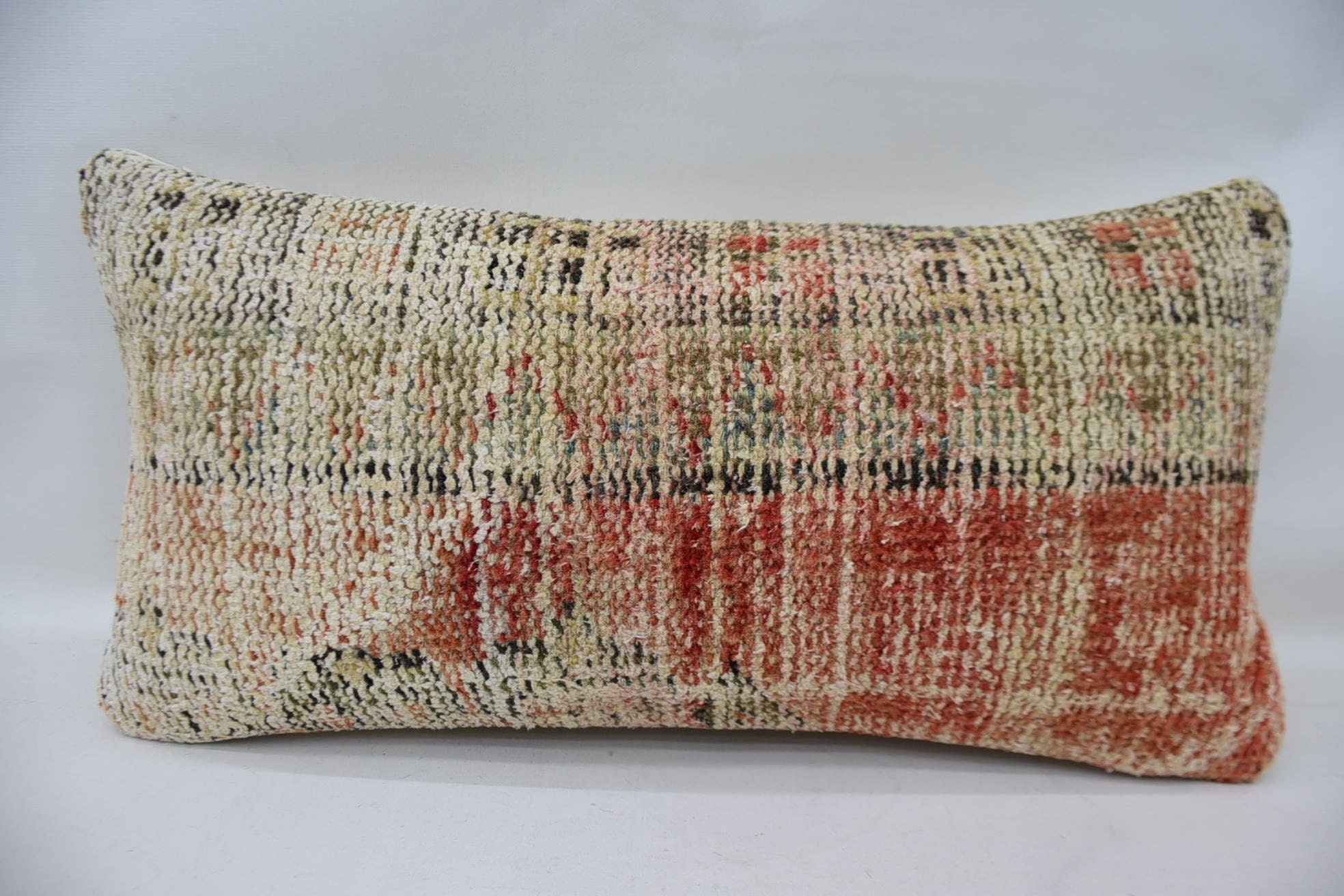 Pastel Cushion Cover, Kilim Cushion Sham, Christmas Pillow Sham, Vintage Pillow, 12"x24" Beige Pillow Sham, Turkish Pillow