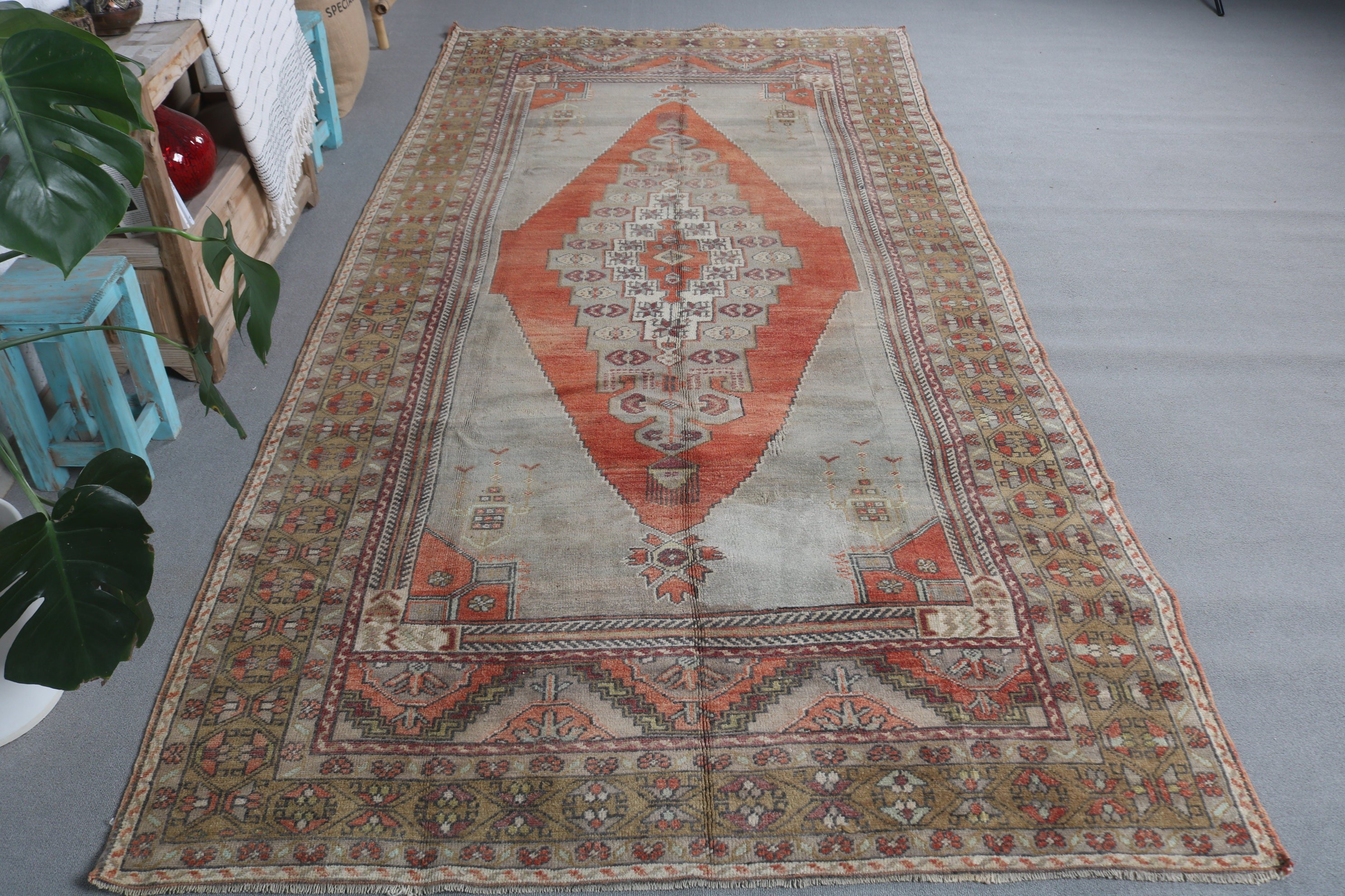 5x10.2 ft Büyük Halı, Salon Halısı, Kırmızı Yer Halısı, Yatak Odası Halıları, Türk Halısı, Oturma Odası Halısı, Antika Halı, Vintage Halılar