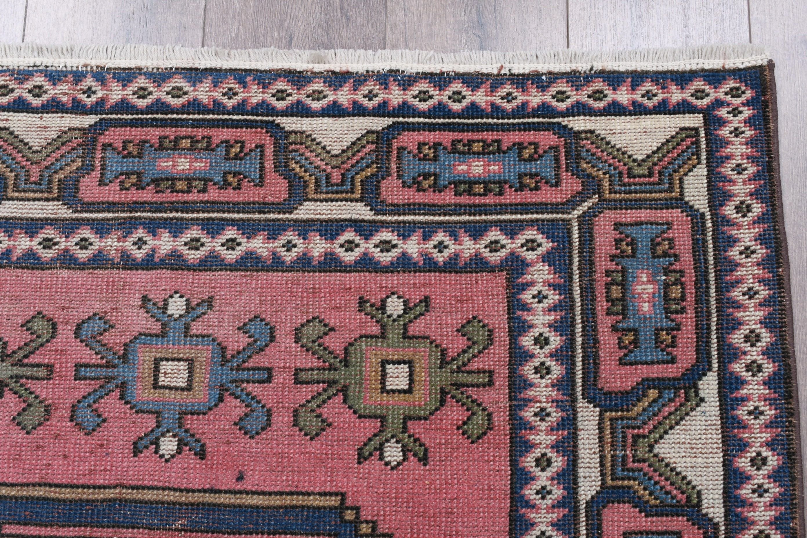 4x6.6 ft Area Rug, Vintage Rugs, Rugs for Dining Room, Nursery Rug, Oushak Rugs, Pink Antique Rug, Pastel Rugs, Turkish Rugs