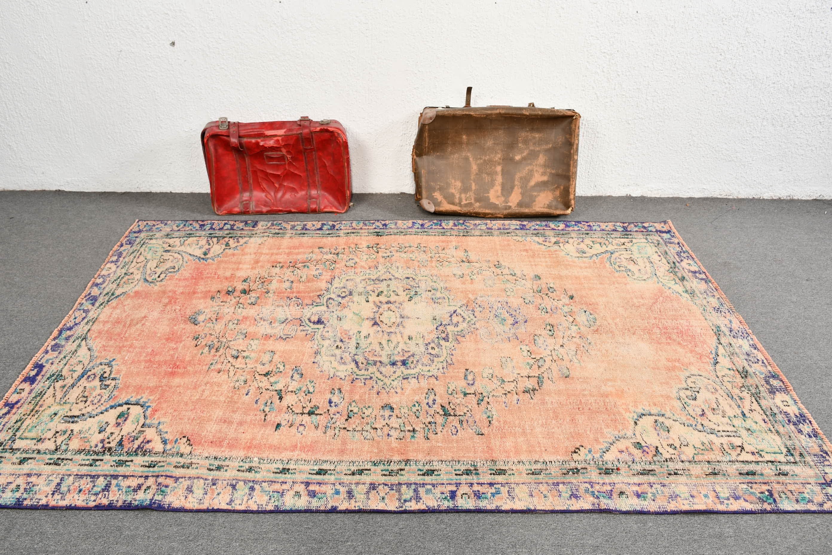 Turkish Rug, 5.2x8 ft Large Rug, Orange Antique Rug, Anatolian Rugs, Dining Room Rug, Bedroom Rugs, Vintage Rug, Muted Rugs, Cool Rug