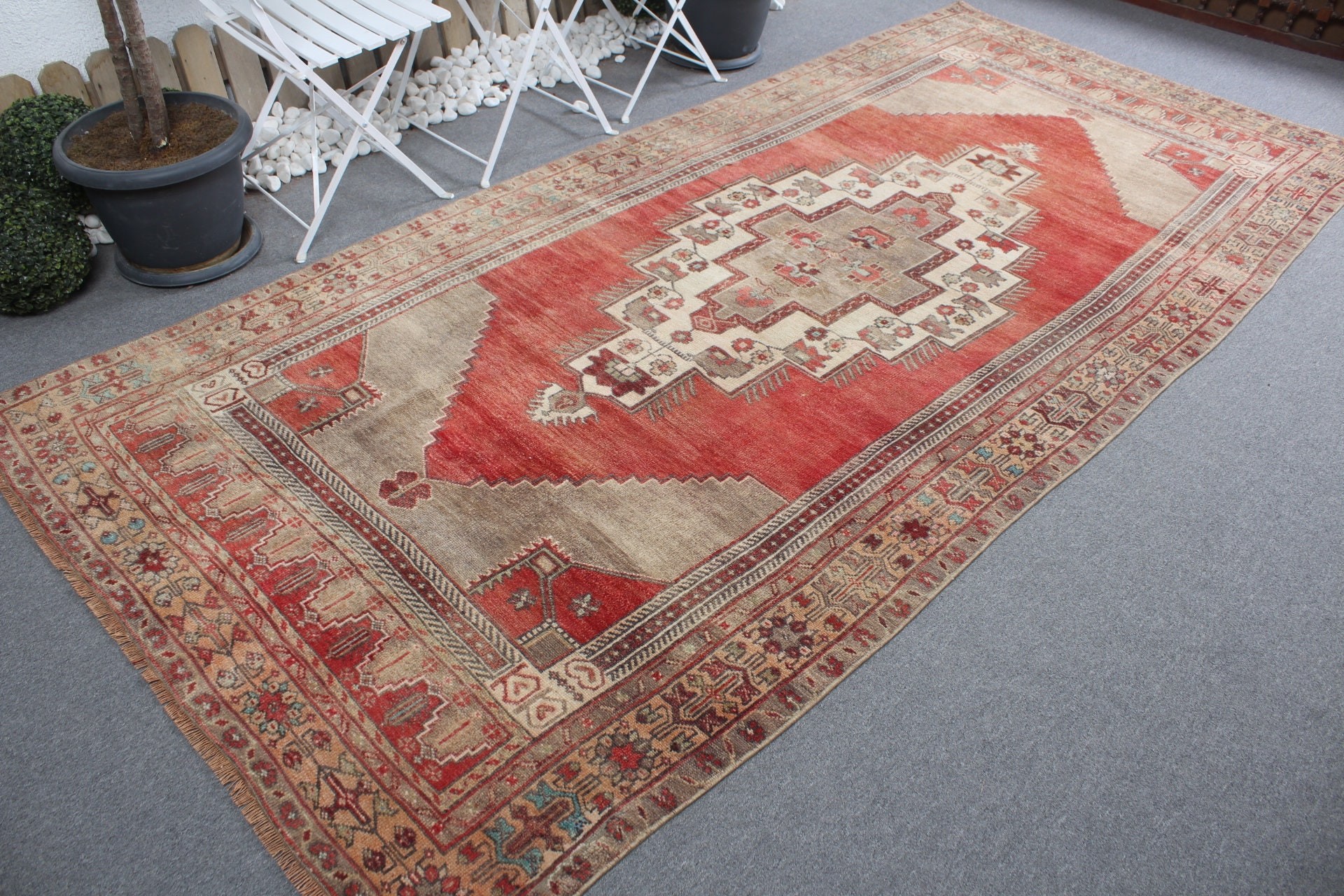 Nomadic Rug, Vintage Rug, Ethnic Rug, Bedroom Rug, Rugs for Bedroom, Turkish Rug, Red Cool Rug, Salon Rugs, Floor Rug, 5x10.9 ft Large Rug