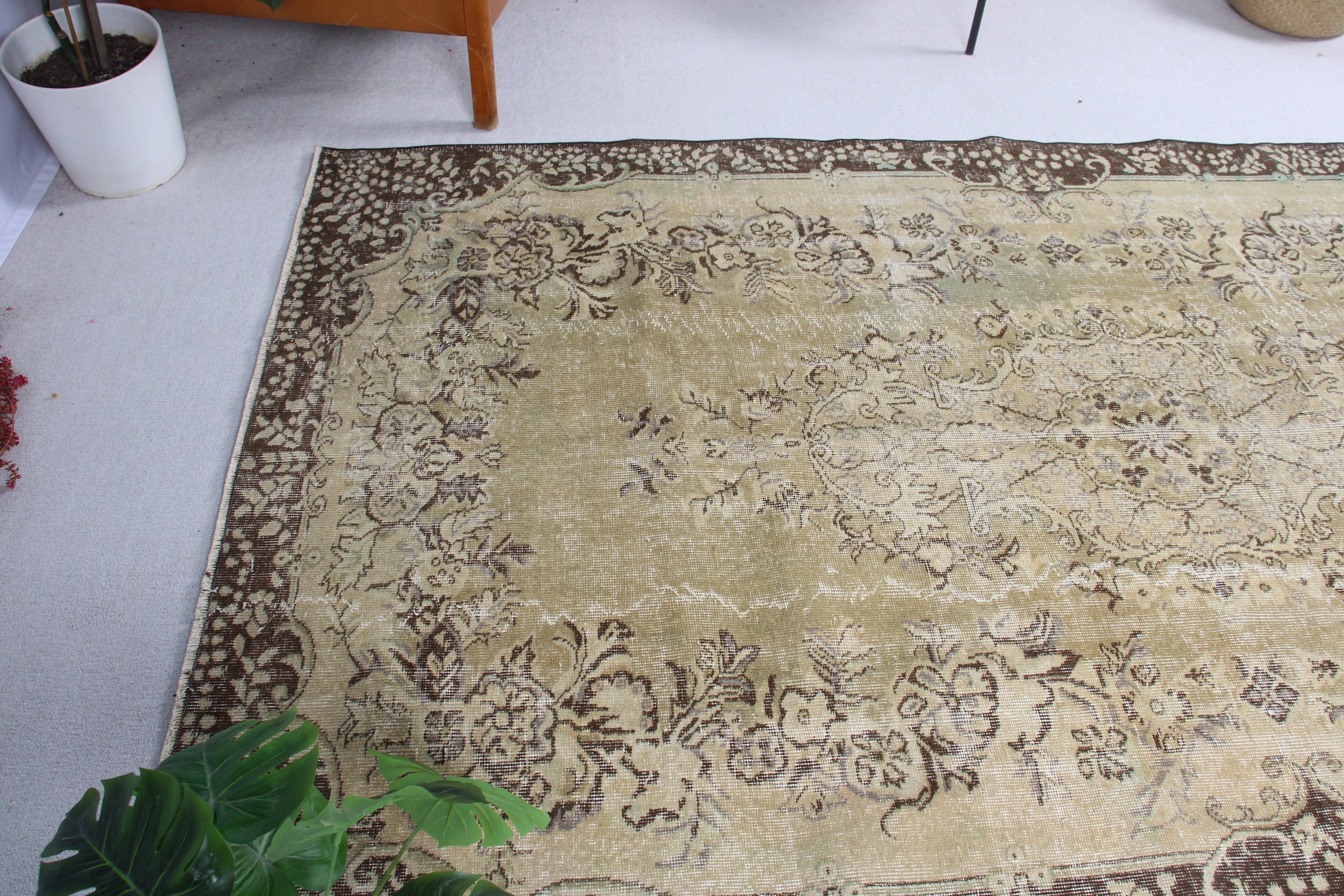 Büyük Boho Halı, Düz Dokuma Halılar, Yeşil El Dokuma Halı, Salon Halıları, 5.3x9.1 ft Büyük Halı, Vintage Halı, Ev Dekorasyonu Halıları, Türk Halıları