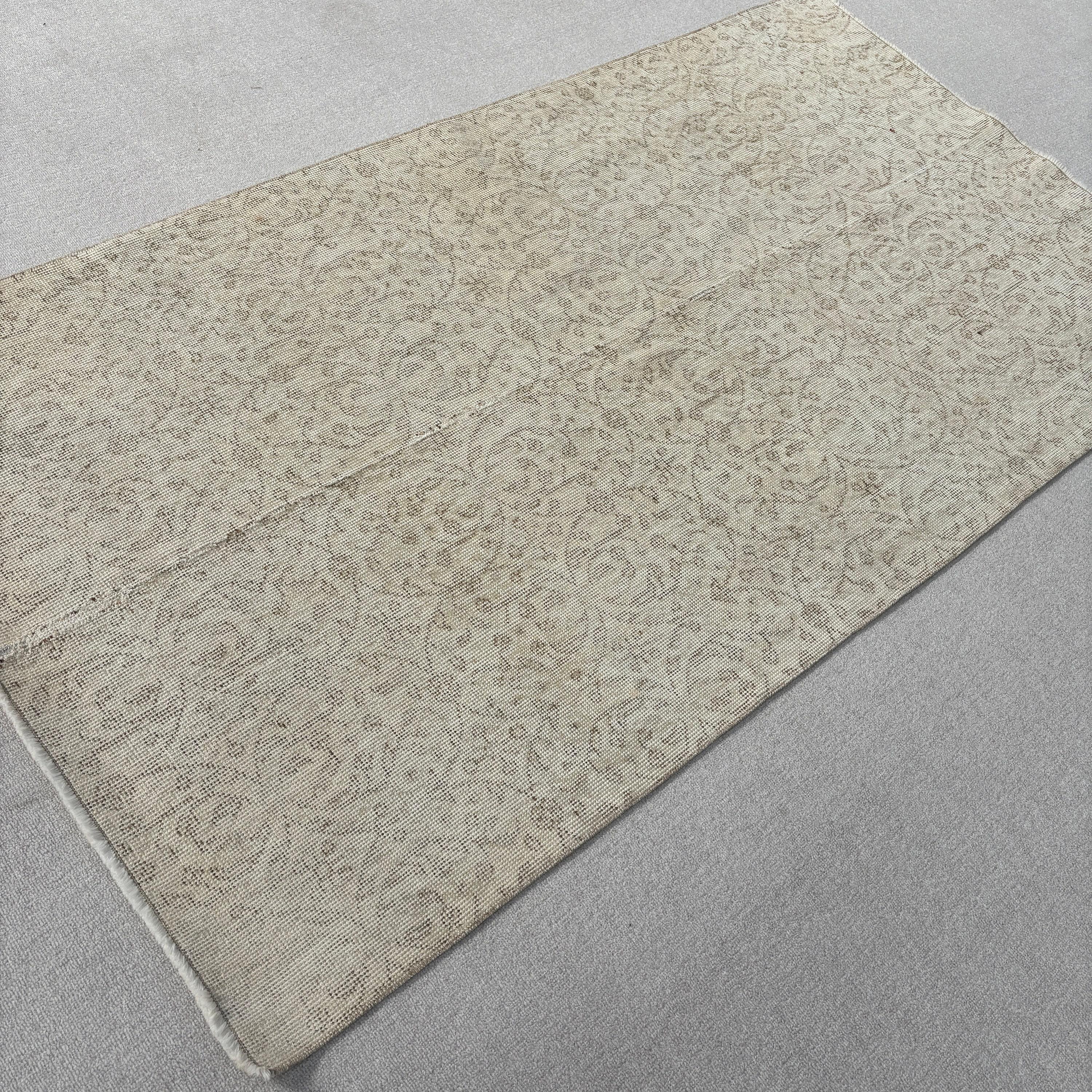 Beige Geometric Rug, Turkish Rugs, Dining Room Rugs, Vintage Rugs, Modern Rugs, 3.7x6.7 ft Area Rug, Kitchen Rugs, Oushak Area Rugs