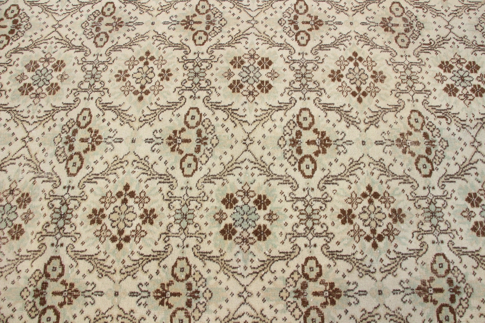 Vintage Halı, Yer Halıları, Yün Halılar, Bej Oushak Halı, Zemin Halıları, 4x6.7 ft Alan Halıları, Türk Halıları, Vintage Dekor Halı