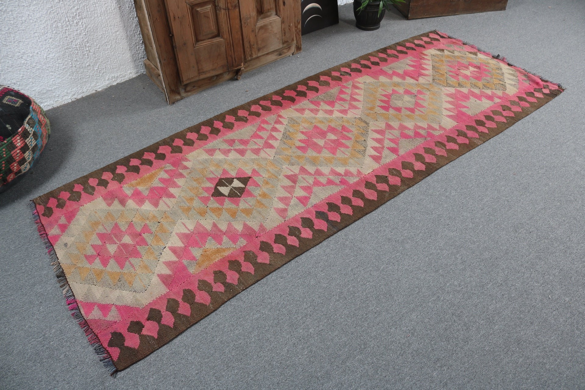 Yatak Odası Halısı, Koridor Halıları, 3.1x8.1 ft Runner Halıları, Vintage Runner Halısı, Pembe Bildirim Halısı, Vintage Halı, Türk Halısı, Antika Halılar