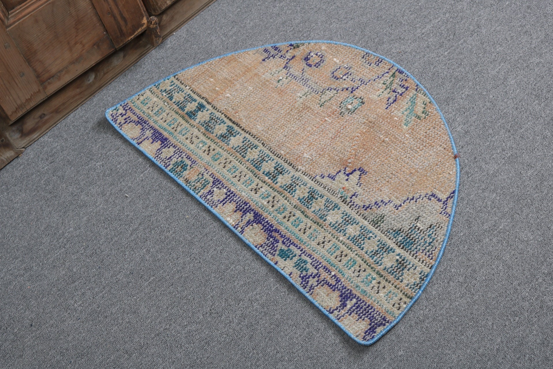 Yün Halılar, Oushak Halı, Türk Halısı, 2,4x1,4 ft Küçük Halılar, Banyo Paspası Boho Halısı, Vintage Halı, Giriş Halıları, Turuncu Nötr Halı, Kapı Paspası Halıları