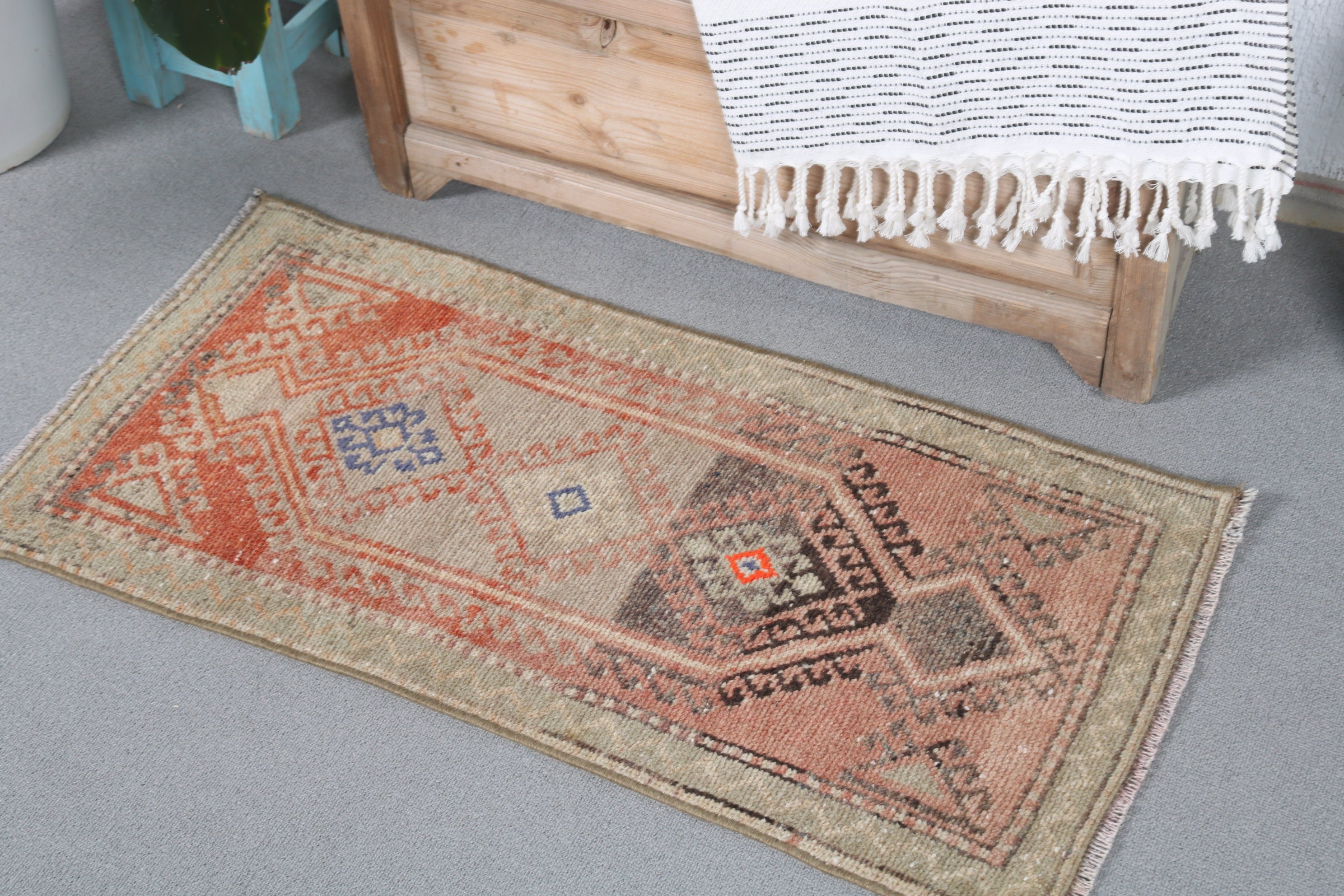 Floor Rug, Turkish Rug, Rugs for Wall Hanging, Brown Wool Rugs, Car Mat Rugs, Nursery Rug, Bedroom Rug, Vintage Rug, 1.5x3.2 ft Small Rug