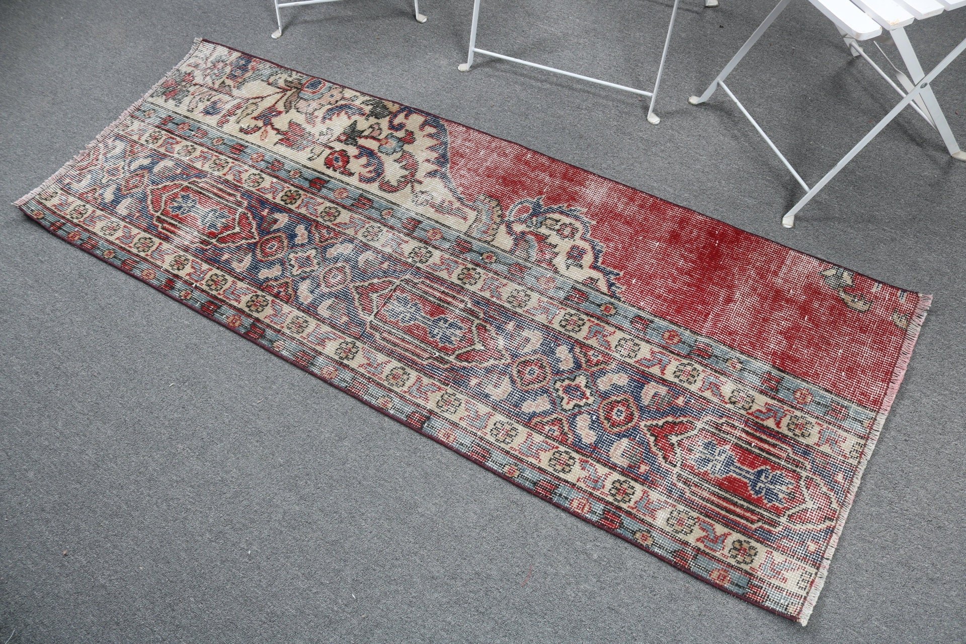 Blue Kitchen Rug, Flatweave Rug, Turkish Rugs, Exotic Rugs, Beni Ourain Runner Rug, Vintage Rugs, 2.1x5.7 ft Runner Rug