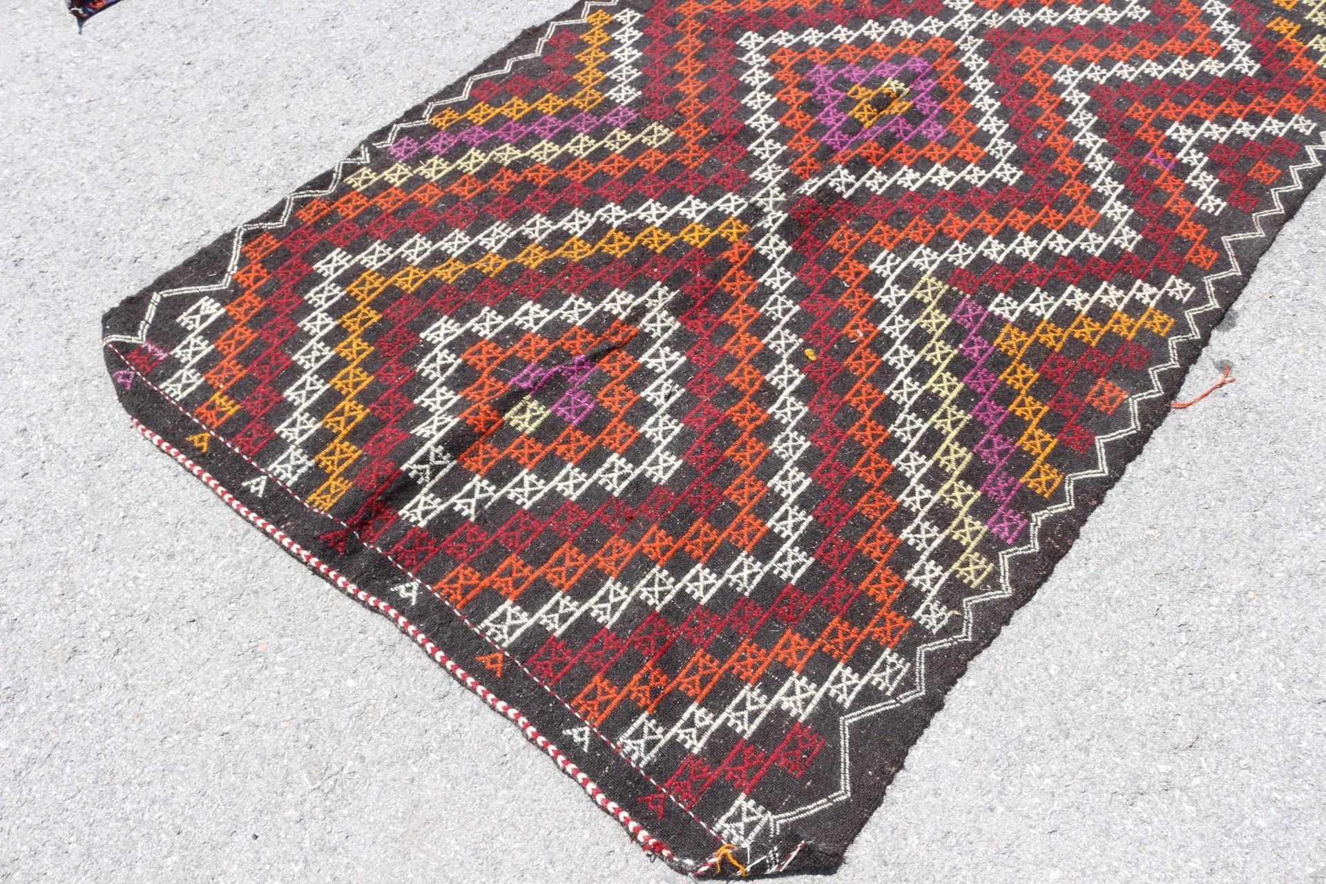 Vintage Halı, Soluk Halı, Oushak Halı, Kilim, Yemek Odası Halısı, Türk Halıları, Havalı Halı, Kahverengi Oryantal Halı, 4,3x7,7 ft Alan Halısı, Zemin Halıları