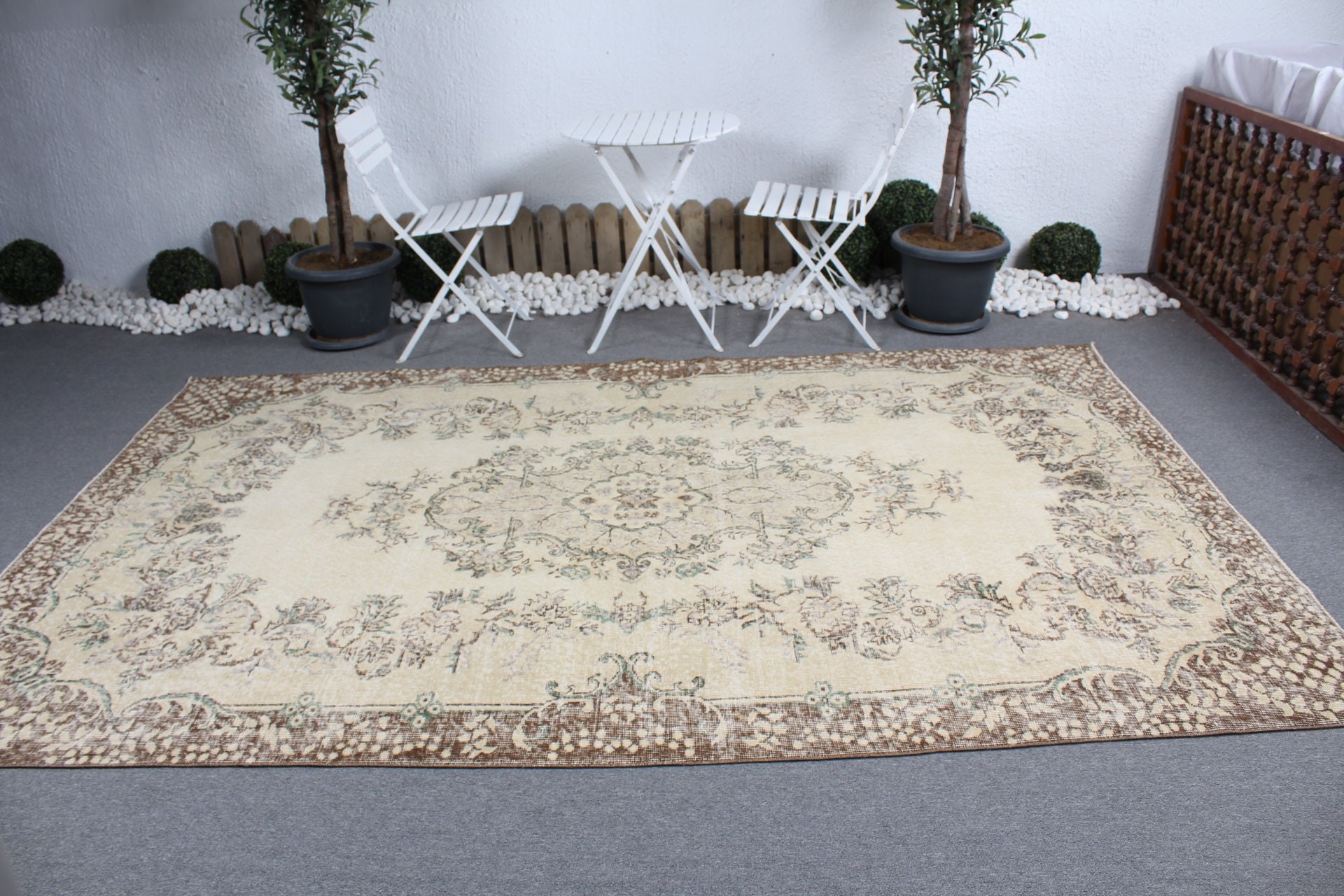 Turkey Rugs, Bedroom Rugs, Dining Room Rug, Wool Rugs, Kitchen Rug, Beige Antique Rugs, Vintage Rug, Turkish Rugs, 6.2x9.9 ft Large Rug