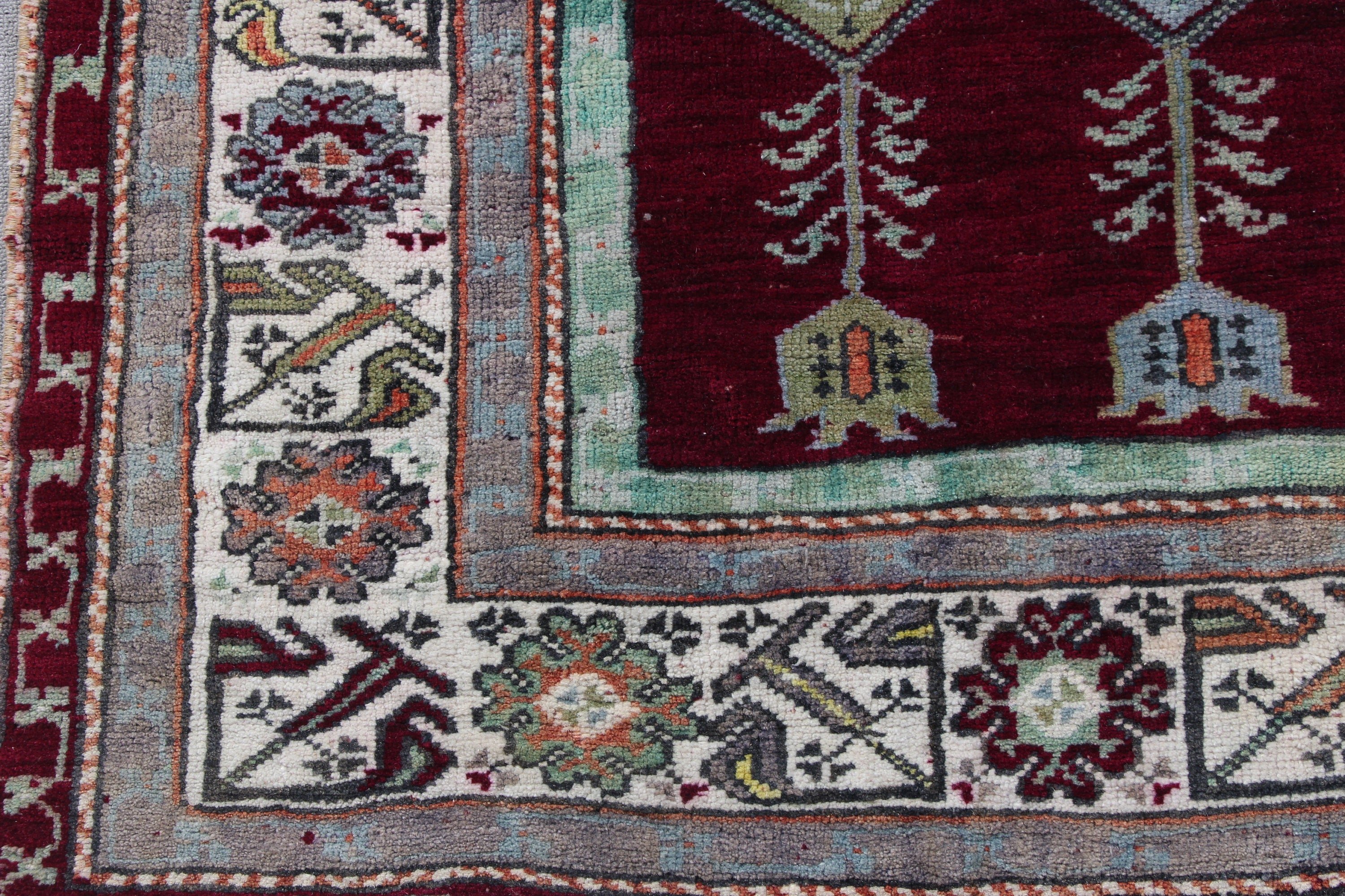 Türk Halıları, Boho Vurgulu Halı, Fas Halıları, Mor Oryantal Halı, Vintage Vurgulu Halı, Vintage Halı, 4x4.6 ft Aksan Halıları, Oushak Halı