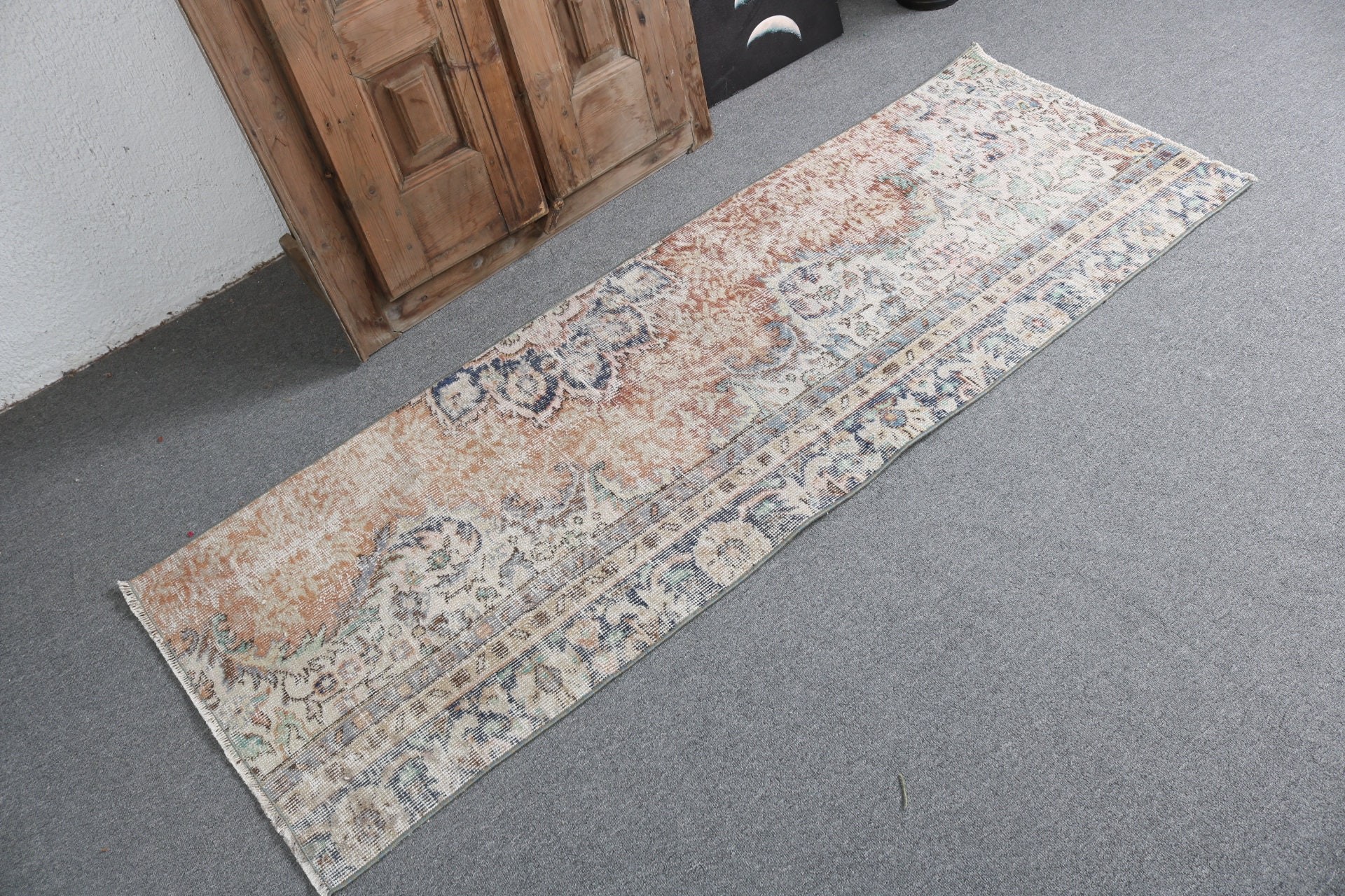 Kahverengi Lüks Halılar, Oushak Halılar, Vintage Halılar, Türk Halıları, 2,3x6,2 ft Runner Halıları, Mutfak Halısı, Merdiven Halıları, Organik Halı, Yatak Odası Halıları