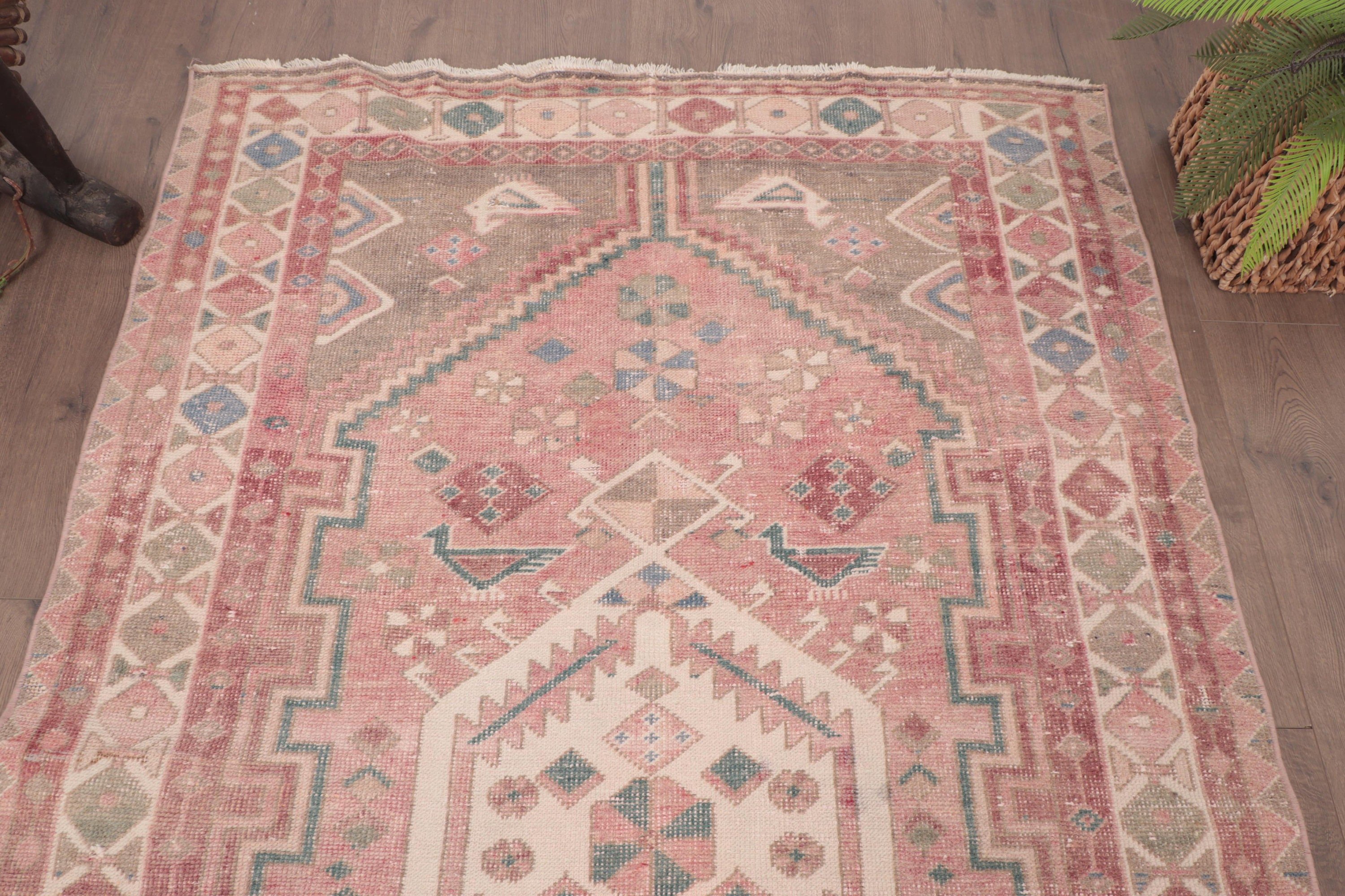 Turkish Rug, Kitchen Rug, 4.8x7 ft Area Rugs, Vintage Rugs, Pink Oriental Rug, Rugs for Indoor, Boho Area Rugs, Boho Rug