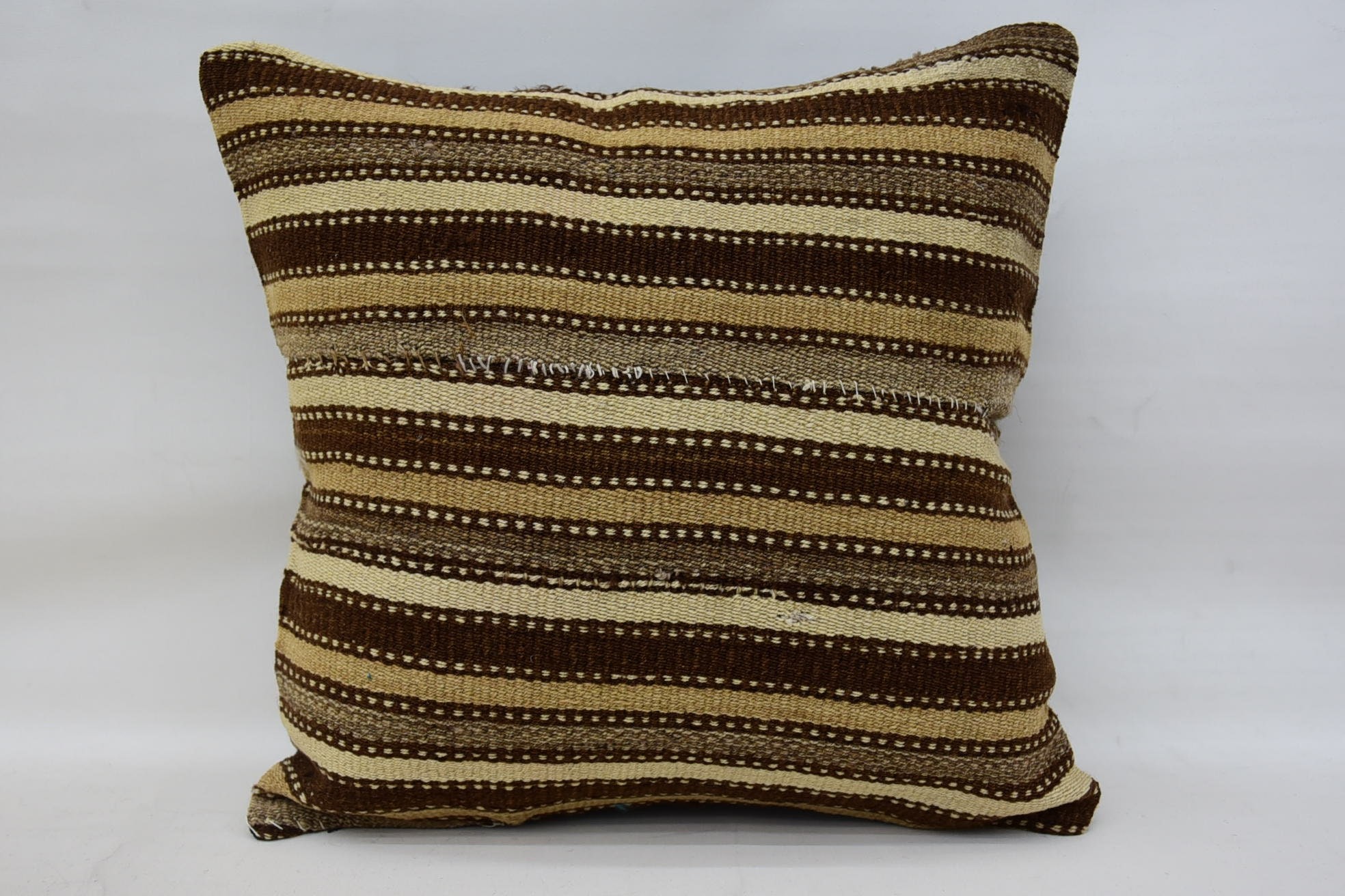 Nomadic Pillow Sham, 18"x18" Brown Cushion Case, Patio Cushion Cover, Turkish Pillow, Turkish Kilim Pillow, Antique Pillows