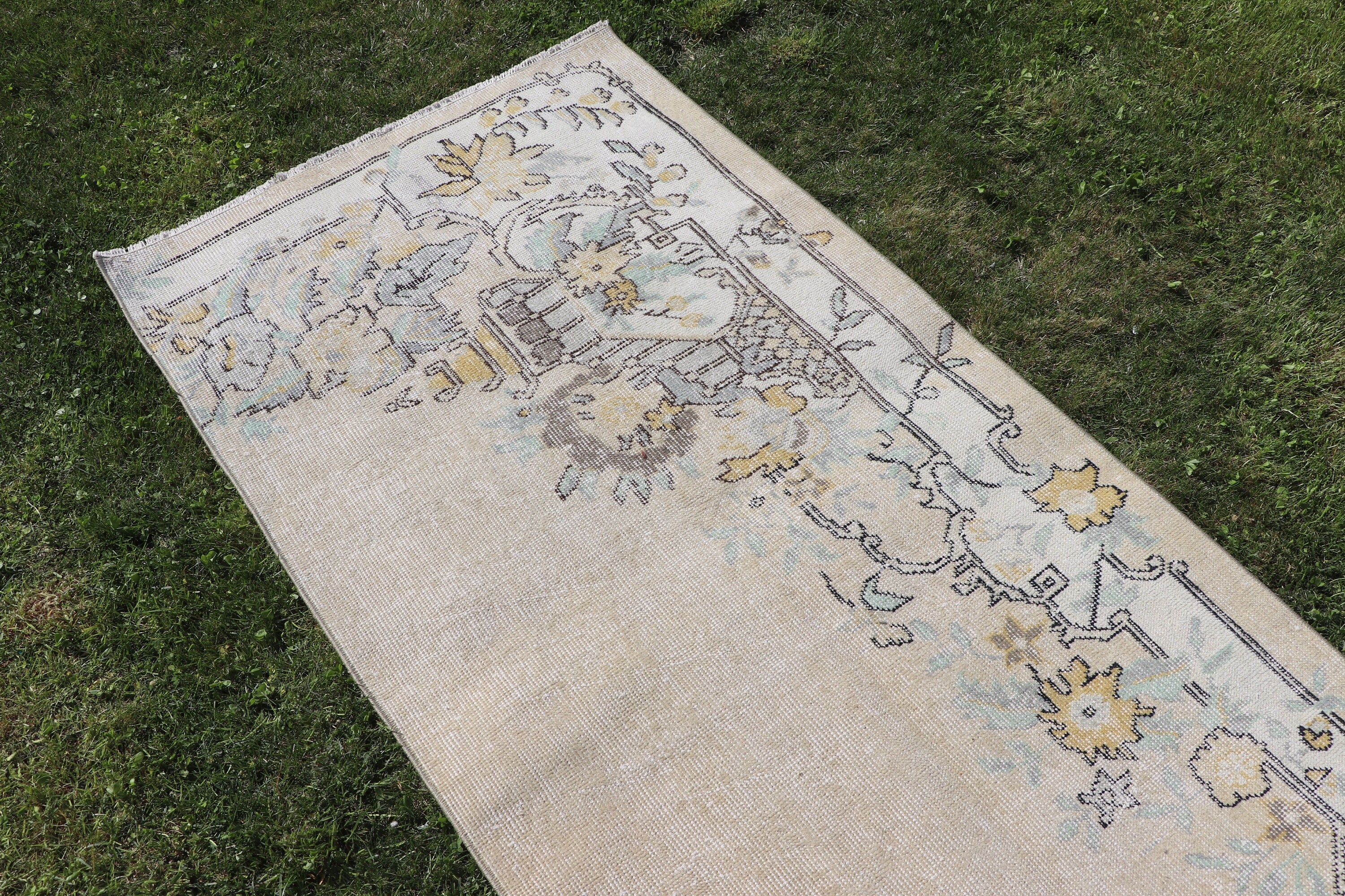 Türk Halıları, Lüks Halılar, Boho Halı, Bej Antika Halılar, 2.8x10.6 ft Runner Halıları, Merdiven Halıları, Vintage Halılar, Oushak Halı, Vintage Runner Halı