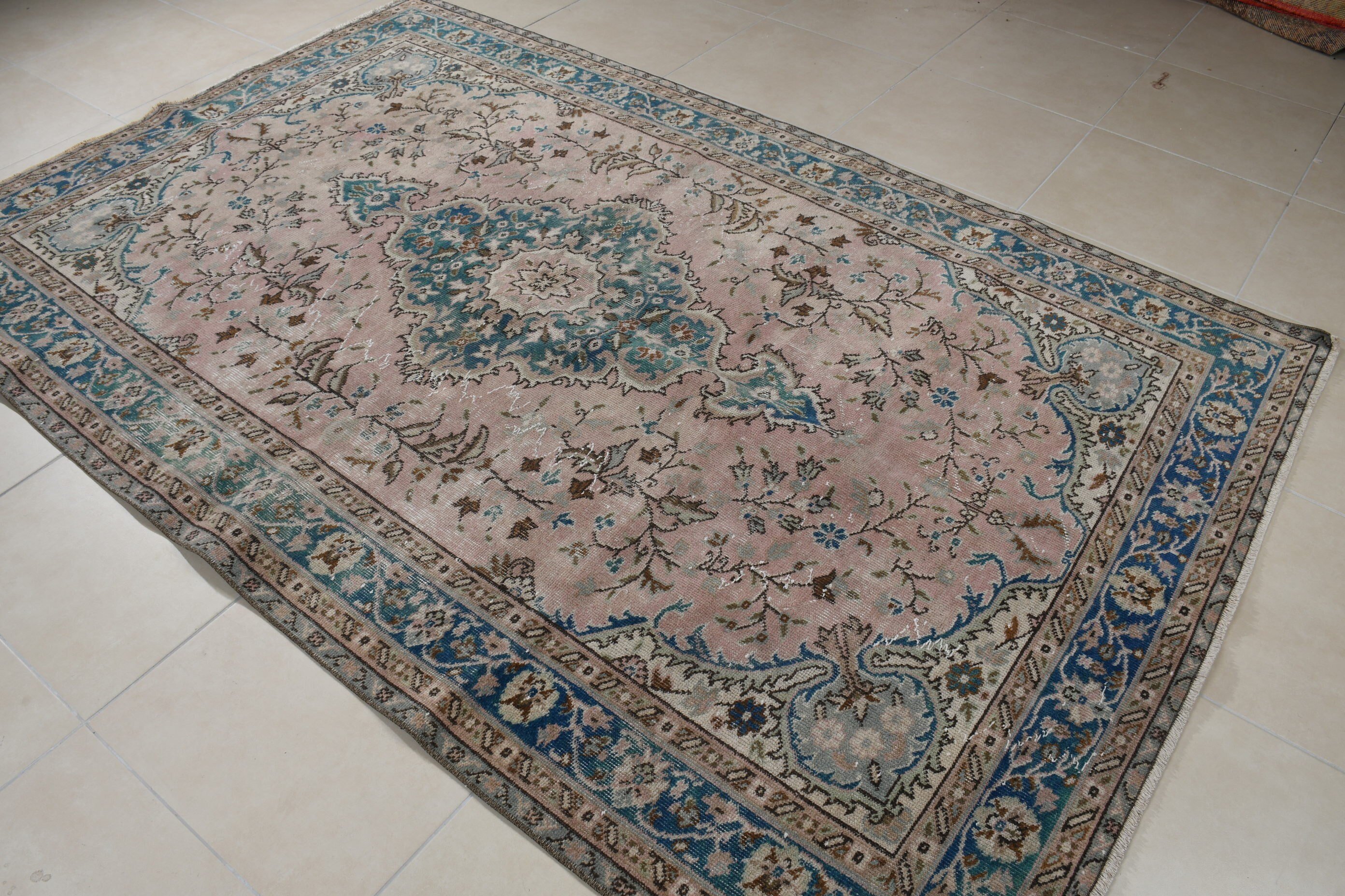 Outdoor Rug, Dining Room Rug, Kitchen Rug, Blue Floor Rug, 5.6x8.7 ft Large Rug, Bedroom Rug, Salon Rugs, Turkish Rugs, Vintage Rug