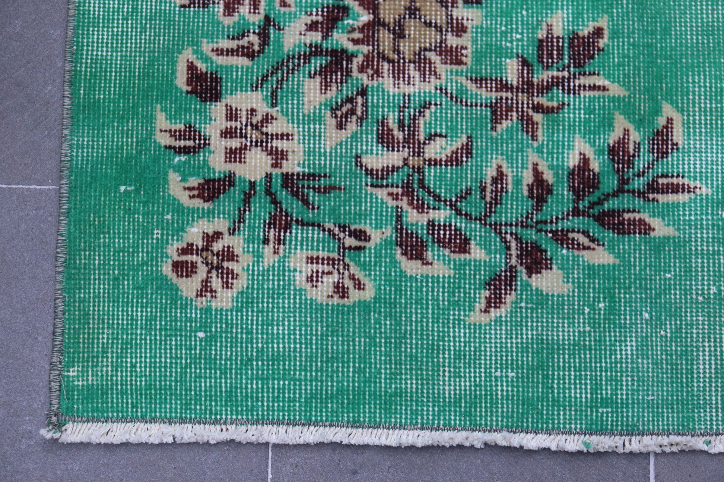 Kitchen Rugs, 3.1x6.5 ft Accent Rugs, Cool Rug, Vintage Rug, Nursery Rug, Turkish Rugs, Rugs for Entry, Bedroom Rug, Green Moroccan Rugs
