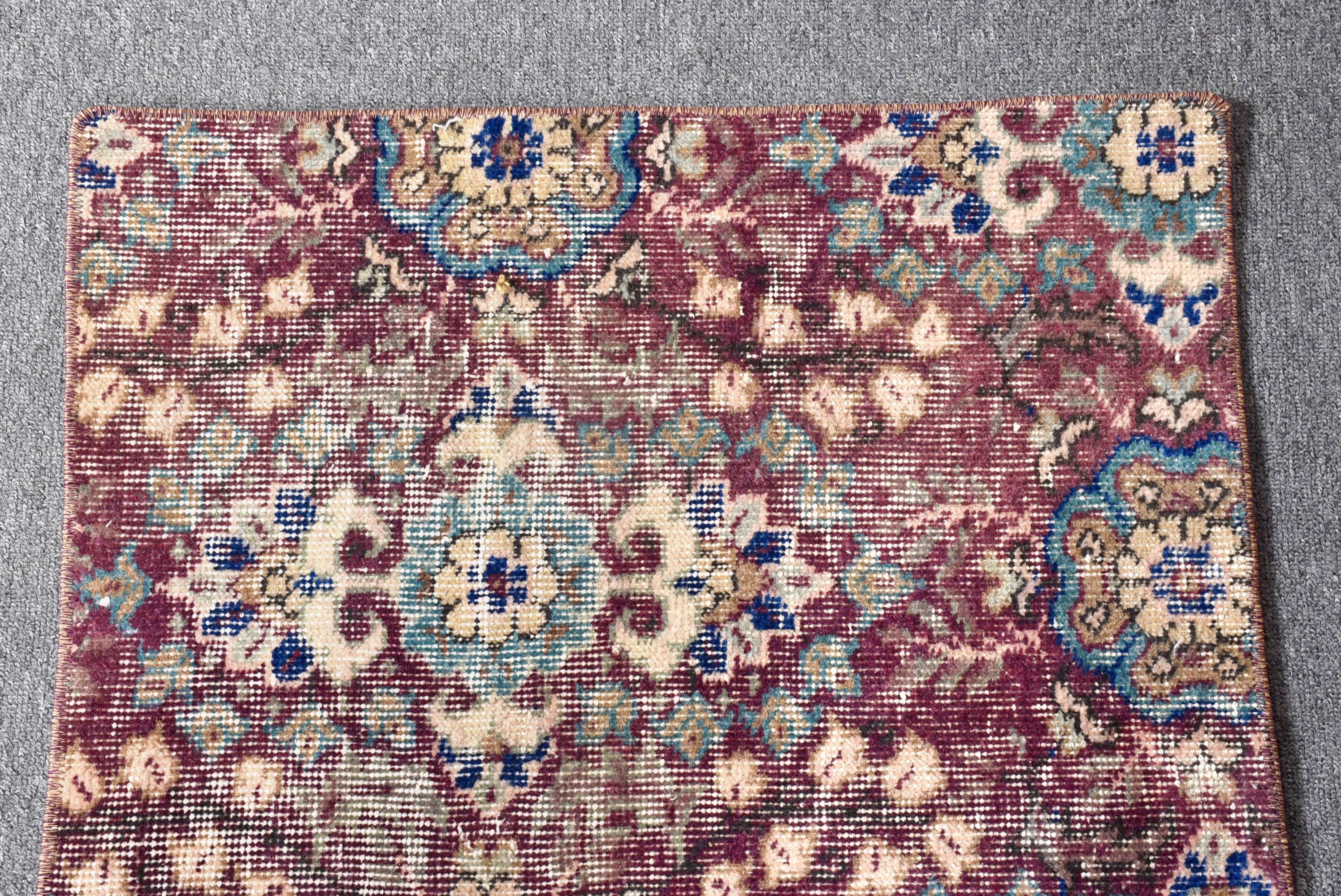 2x3,1 ft Küçük Halılar, Sanatsal Halılar, Küçük Vintage Halı, Mor Boho Halılar, Vintage Halı, Havalı Halı, Açıklama Halıları, Araba Paspas Halıları, Türk Halıları