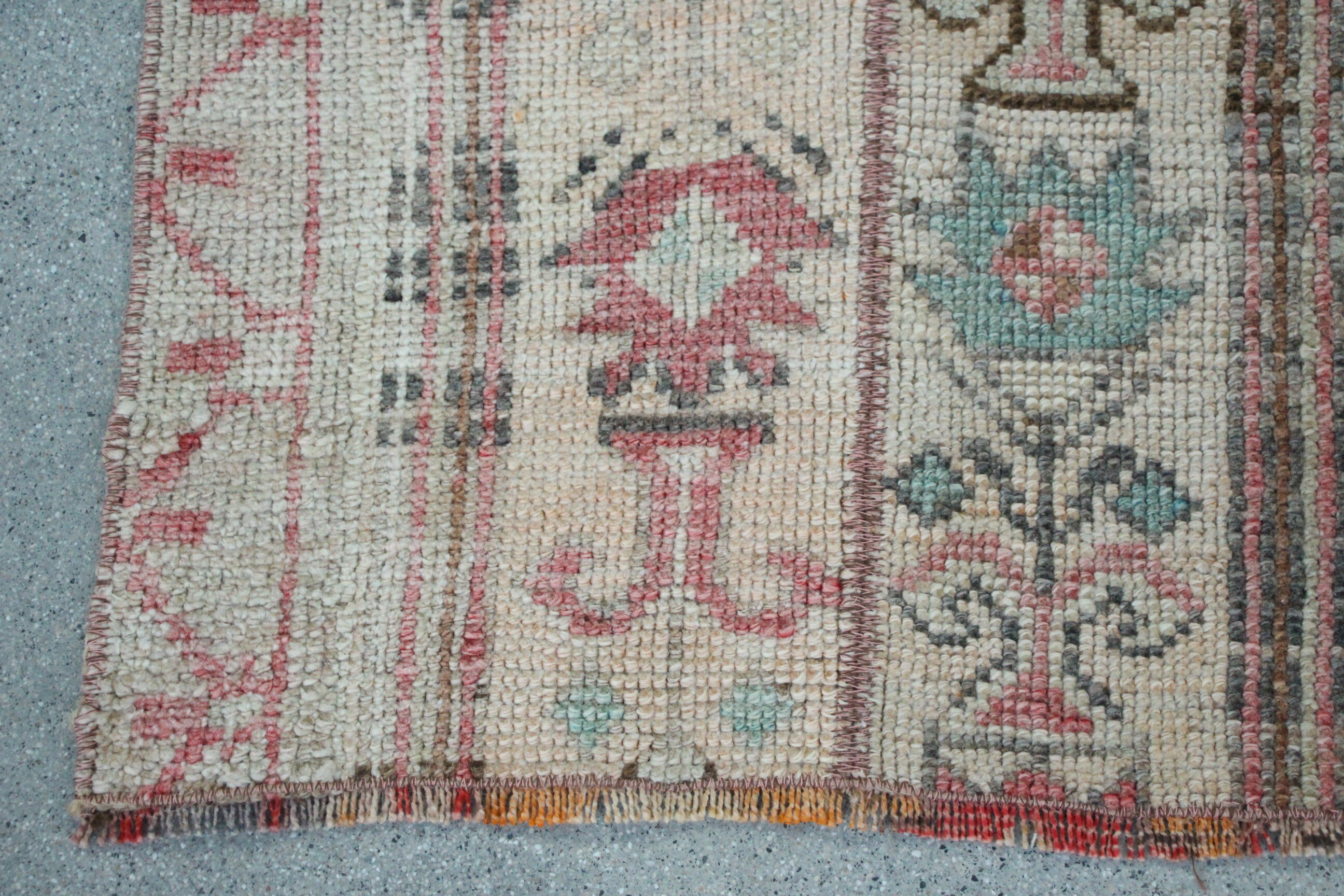 Kitchen Rug, Vintage Rug, Turkish Rug, Beige Moroccan Rug, Rugs for Car Mat, Bath Rug, Wool Rug, 1.6x3.1 ft Small Rugs