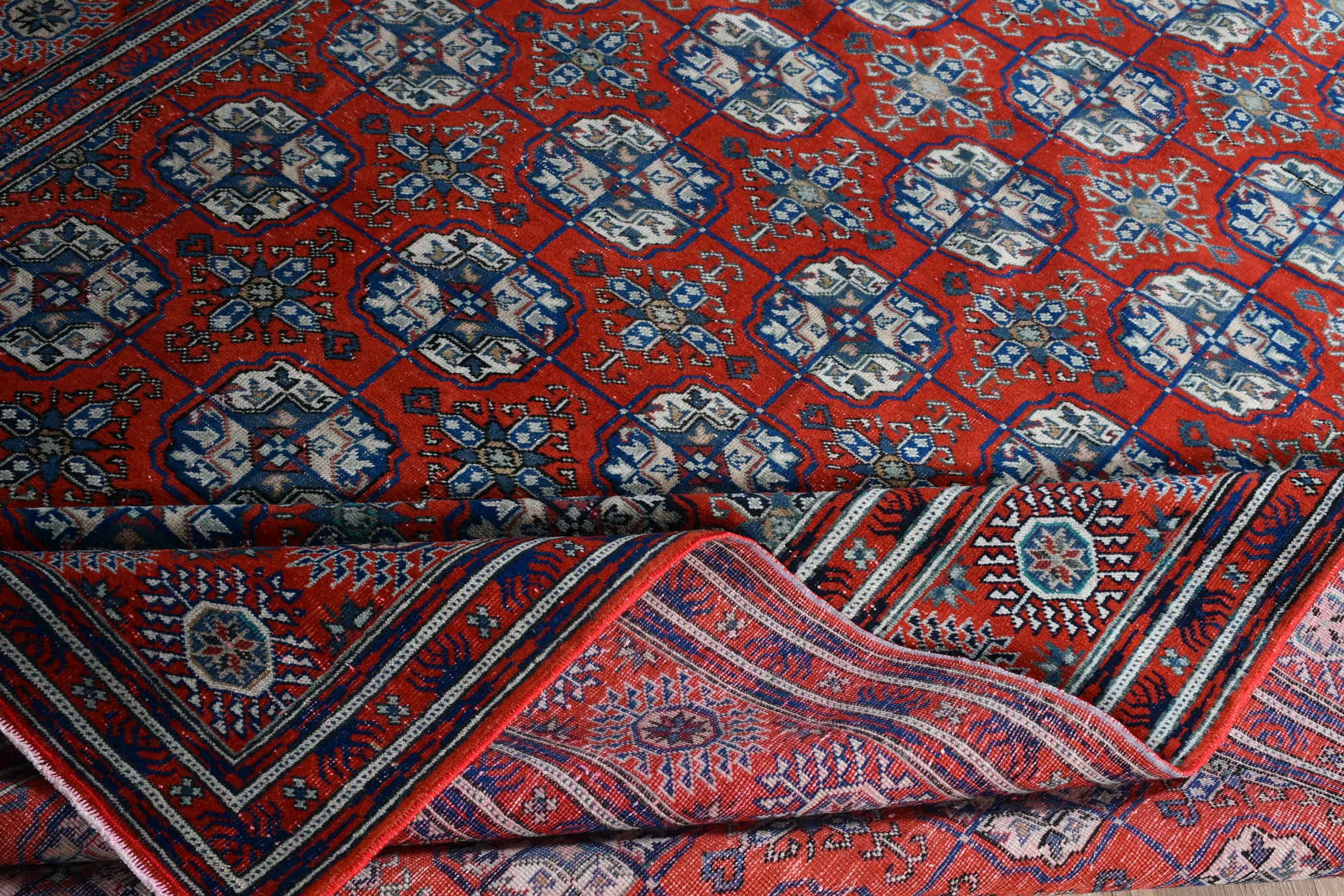 Floor Rug, Rugs for Bedroom, Vintage Rug, Salon Rug, Turkish Rugs, Red Oushak Rugs, Bedroom Rugs, 6.5x9.7 ft Large Rug, Large Area Rug Rugs