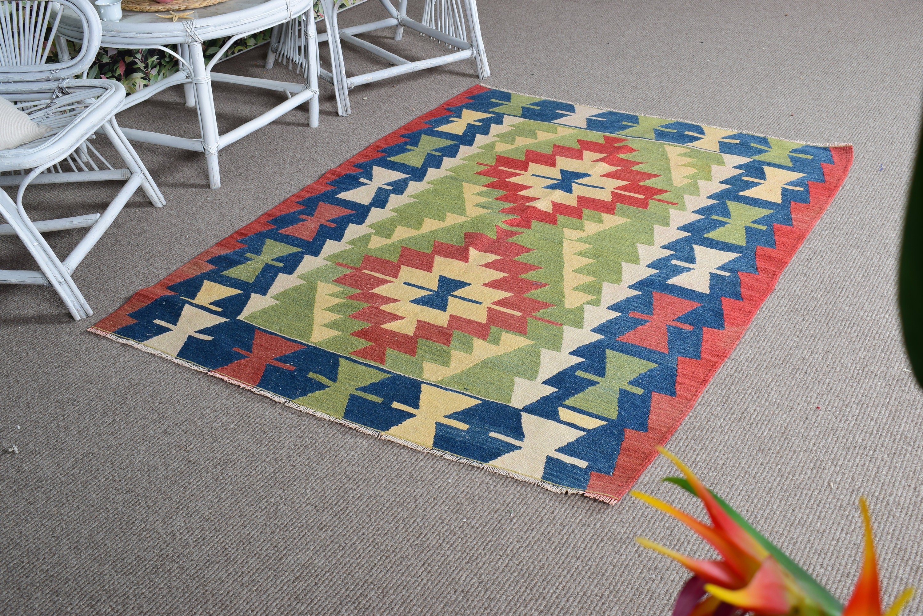 Mavi Oryantal Halılar, Fas Halısı, Antika Halılar, Çocuk Odası Halıları, Giriş Halısı, Türk Halısı, 3,9x5,4 ft Aksan Halısı, Kilim, Vintage Halılar