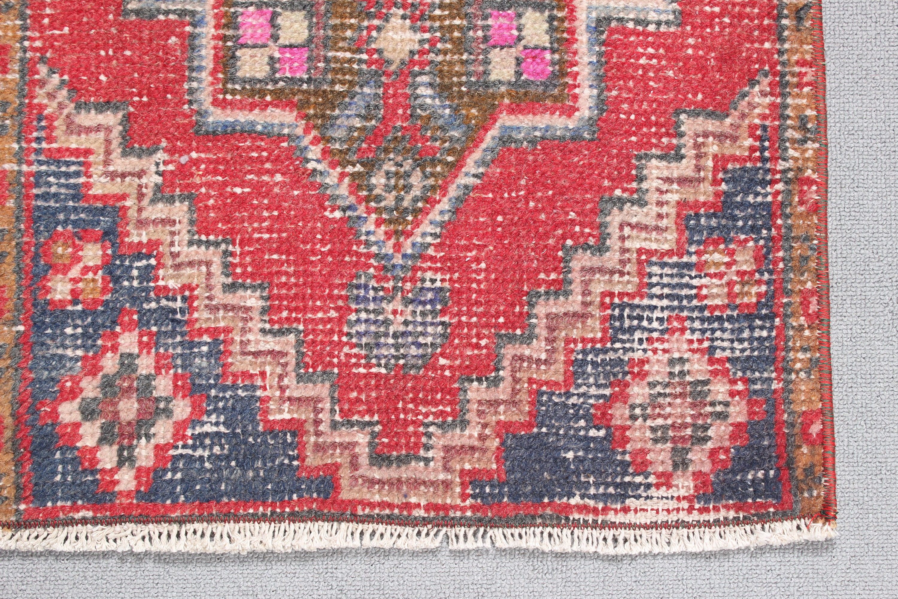 Turkish Rugs, 1.5x2.9 ft Small Rugs, Aztec Rugs, Red Home Decor Rug, Neutral Rugs, Small Vintage Rug, Bedroom Rugs, Vintage Rug, Boho Rug