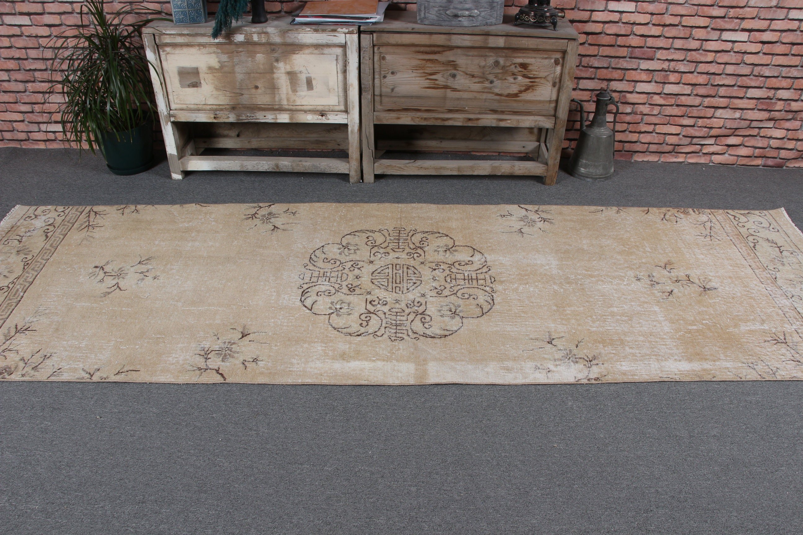 Long Runner Rug, 3.1x10 ft Runner Rugs, Rugs for Kitchen, Beige Antique Rug, Office Rug, Wool Rugs, Vintage Rug, Turkish Rug