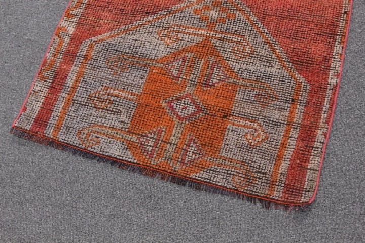 Orange  3x2.3 ft Small Rugs, Kitchen Rug, Turkish Rug, Natural Rugs, Entry Rug, Nursery Rugs, Old Rug, Vintage Rugs, Cool Rug