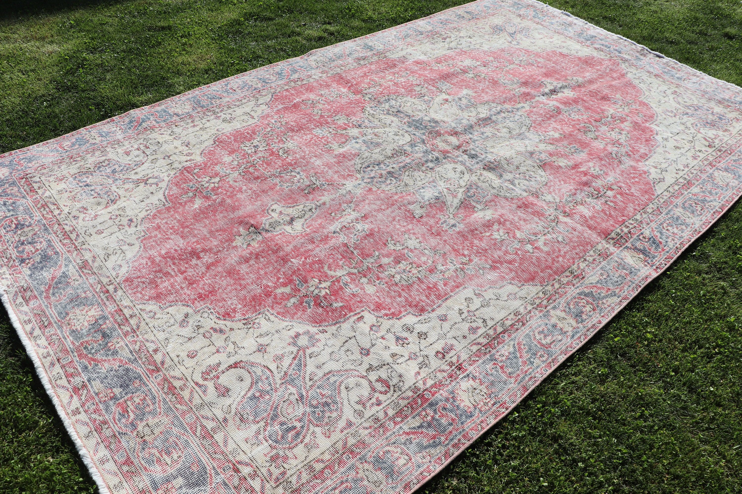 Kırmızı Fas Halısı, Yatak Odası Halıları, Oturma Odası Halıları, Türk Halıları, Vintage Halılar, Ofis Halıları, Lüks Halı, 6.1x10.3 ft Büyük Halılar