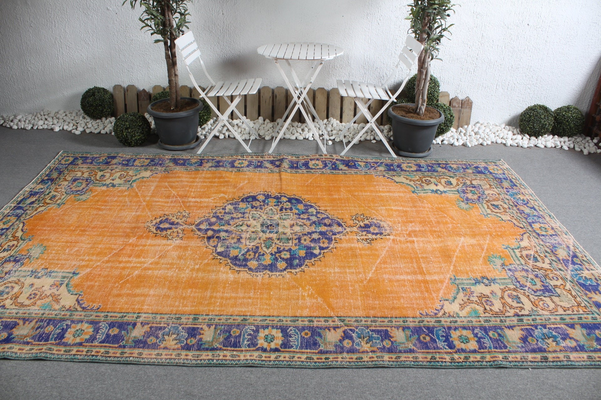 Cool Rug, Pale Rug, Living Room Rug, 6.6x10.5 ft Large Rugs, Salon Rugs, Antique Rug, Orange Home Decor Rugs, Turkish Rugs, Vintage Rugs