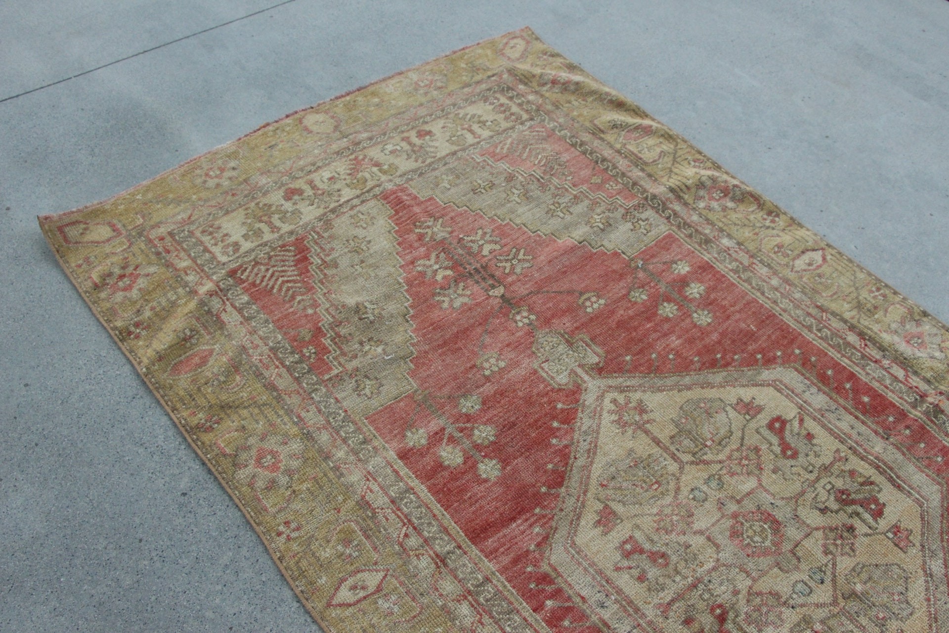 Vintage Rug, Turkish Rugs, Bedroom Rugs, Floor Rug, Red  4x8.3 ft Area Rug, Moroccan Rug, Rugs for Bedroom